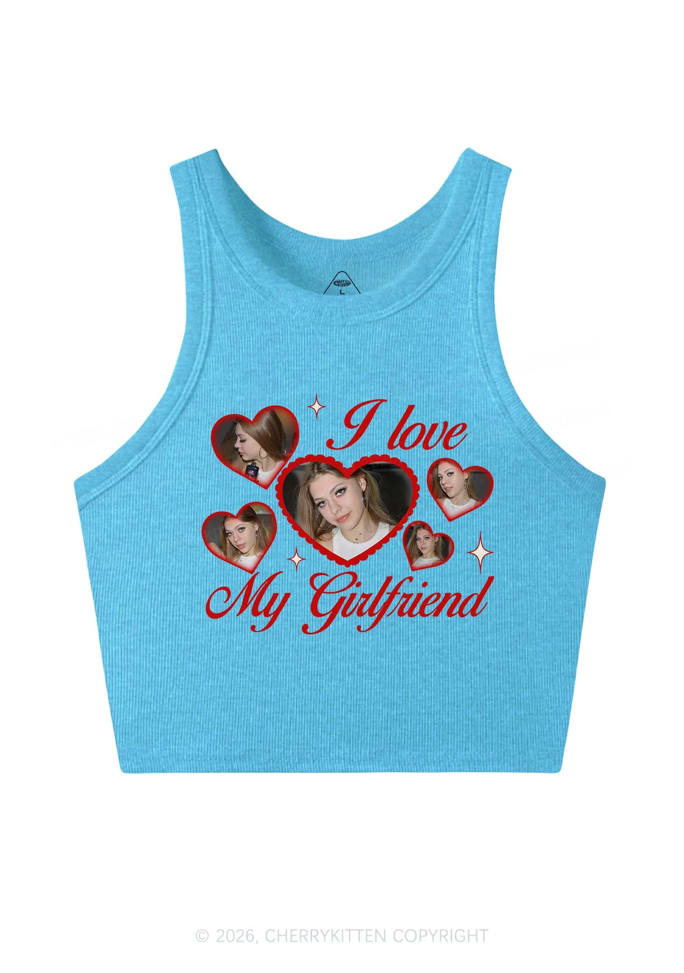 Custom Photo I Love My GF BF Valentine's Day Y2K Crop Tank Top Cherrykitten - Image 5