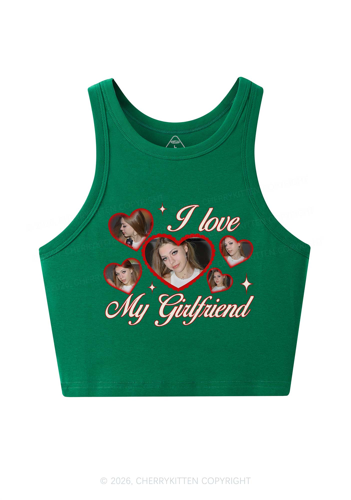Custom Photo I Love My GF BF Valentine's Day Y2K Crop Tank Top Cherrykitten - Image 6
