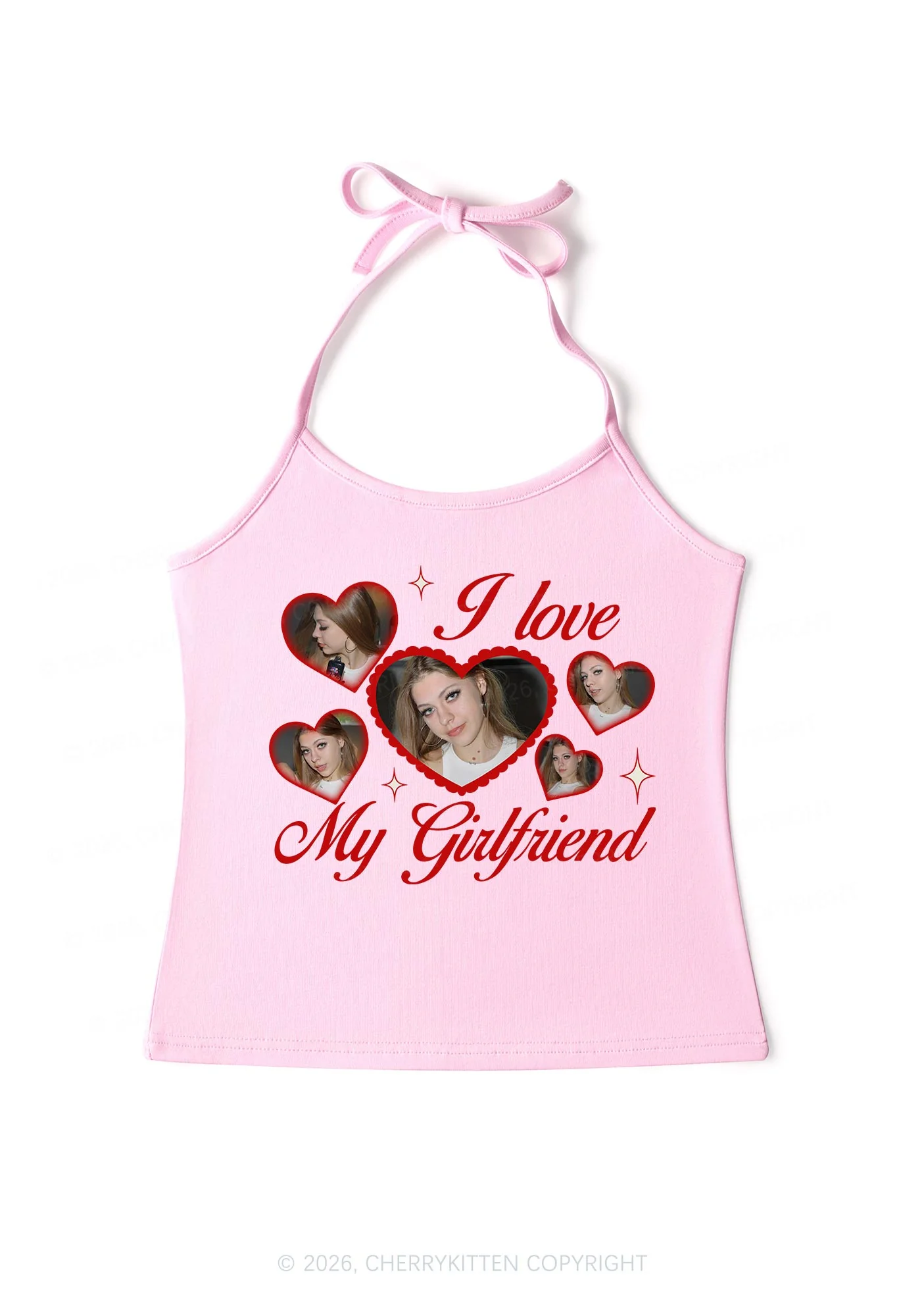 Custom Photo I Love My GF BF Valentine's Day Y2K Halter Neck Cami Cherrykitten - Image 3