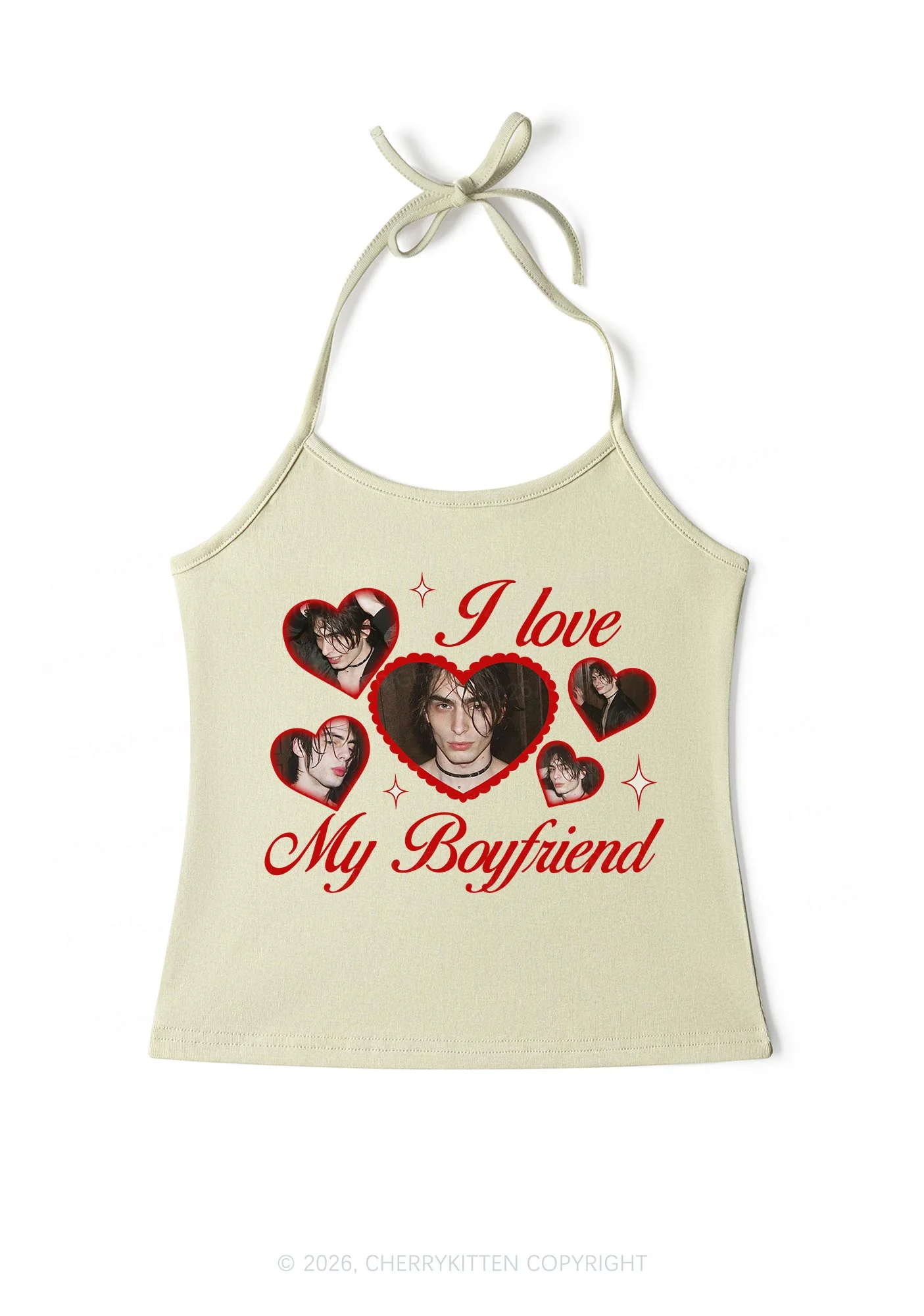 Custom Photo I Love My GF BF Valentine's Day Y2K Halter Neck Cami Cherrykitten - Image 5