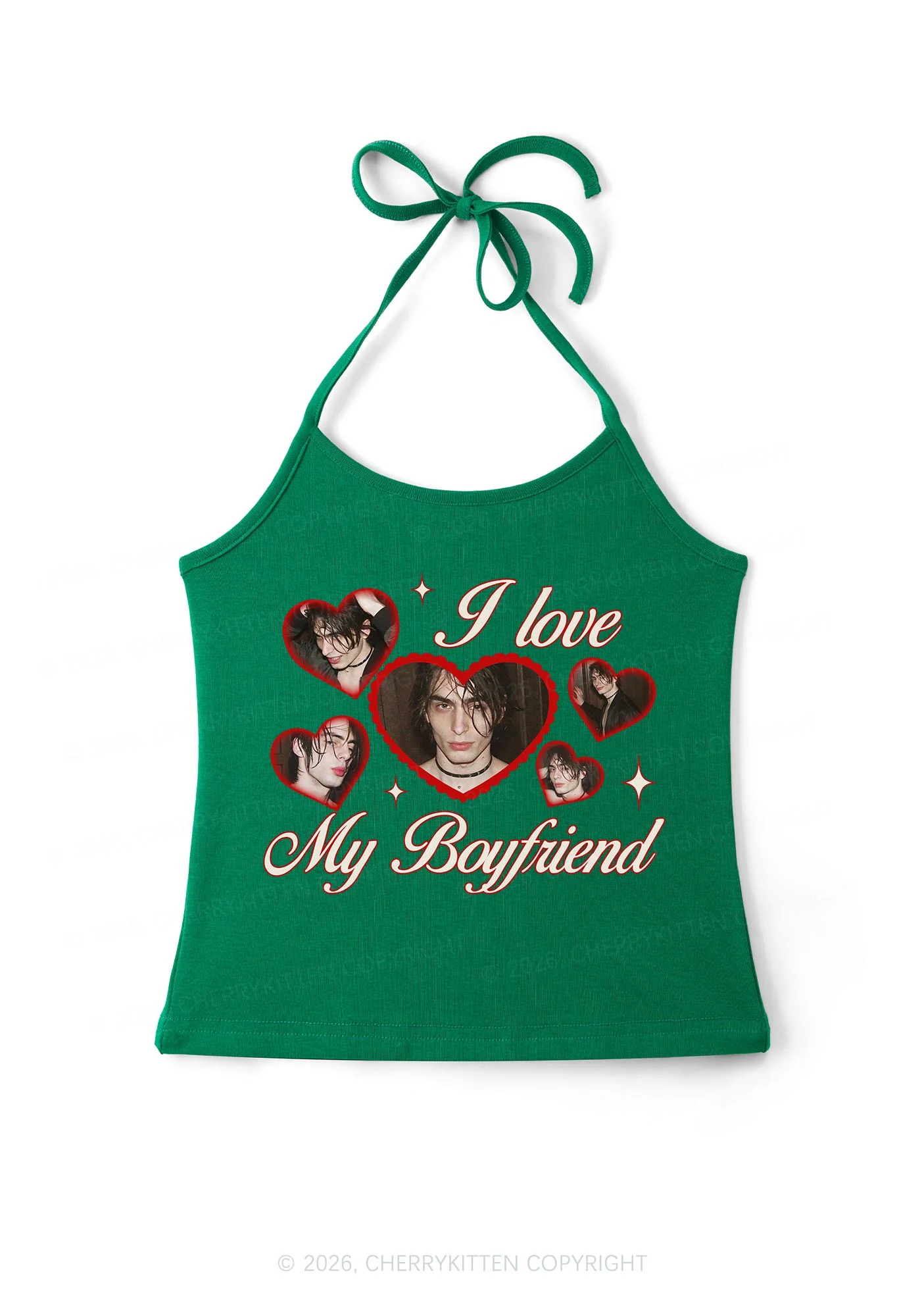 Custom Photo I Love My GF BF Valentine's Day Y2K Halter Neck Cami Cherrykitten - Image 8