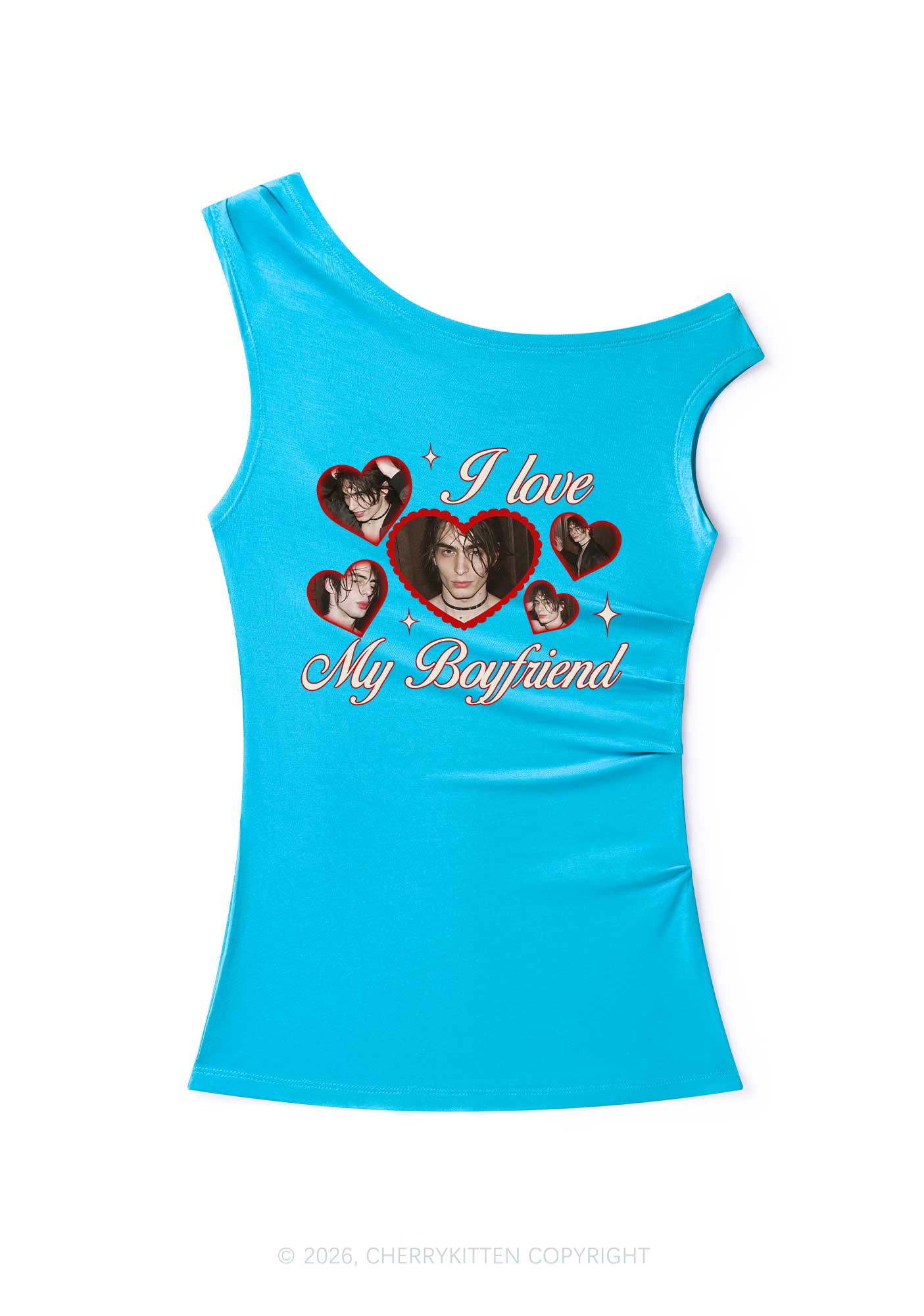Custom Photo I Love My GF BF Valentine's Day Y2K Off Shoulder Tank Top Cherrykitten - Image 3