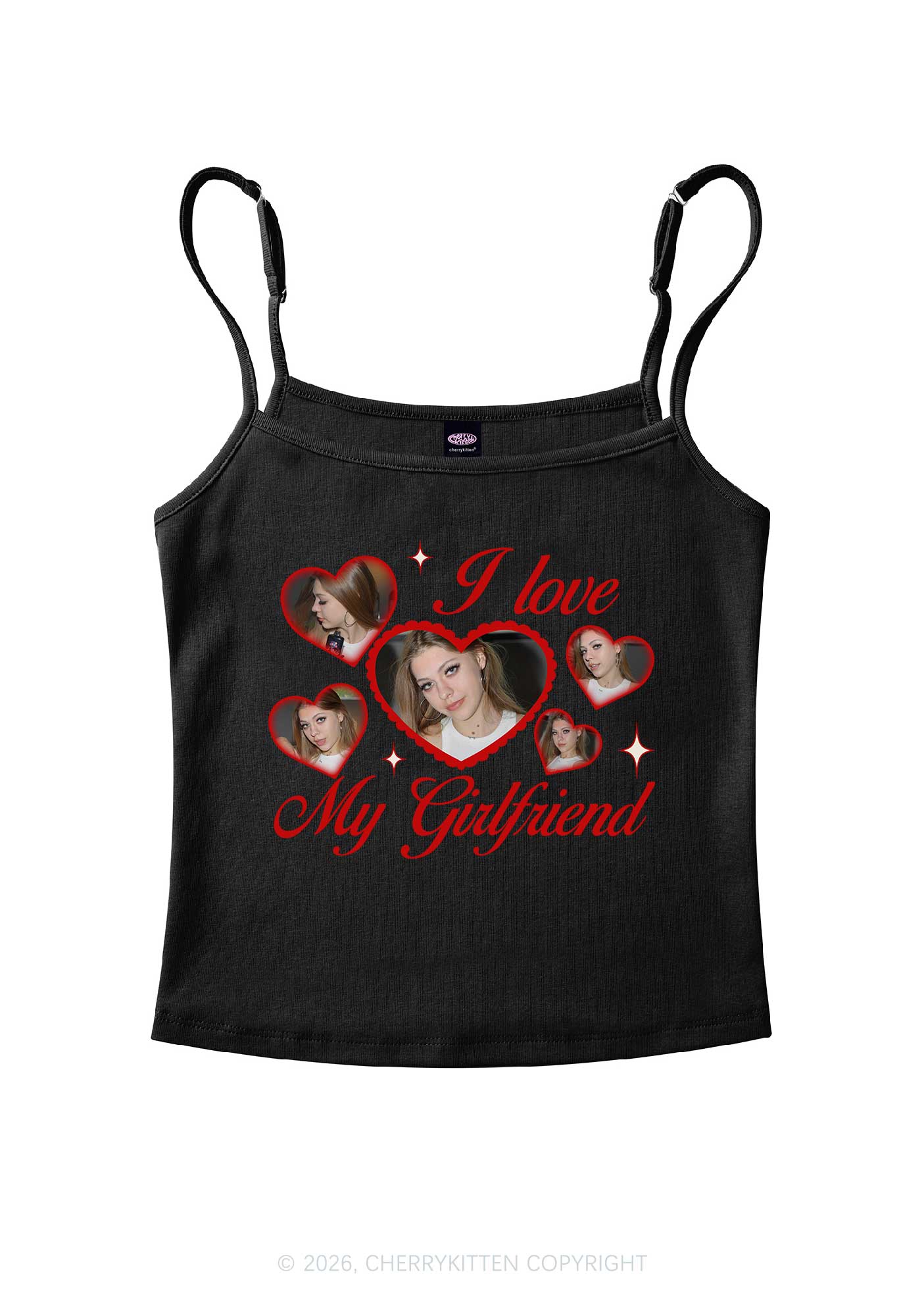 Custom Photo I Love My GF BF Valentine's Day Y2K Spaghetti Strap Cami Cherrykitten - Image 3