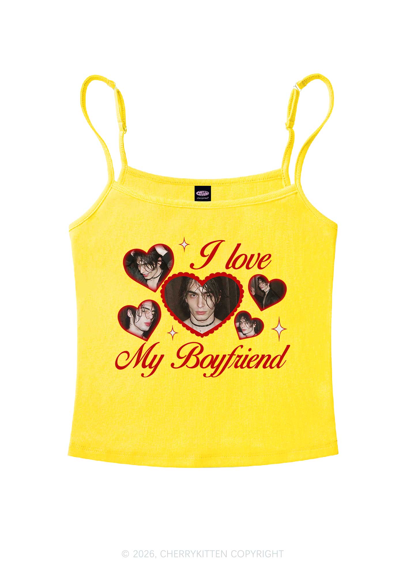 Custom Photo I Love My GF BF Valentine's Day Y2K Spaghetti Strap Cami Cherrykitten - Image 4