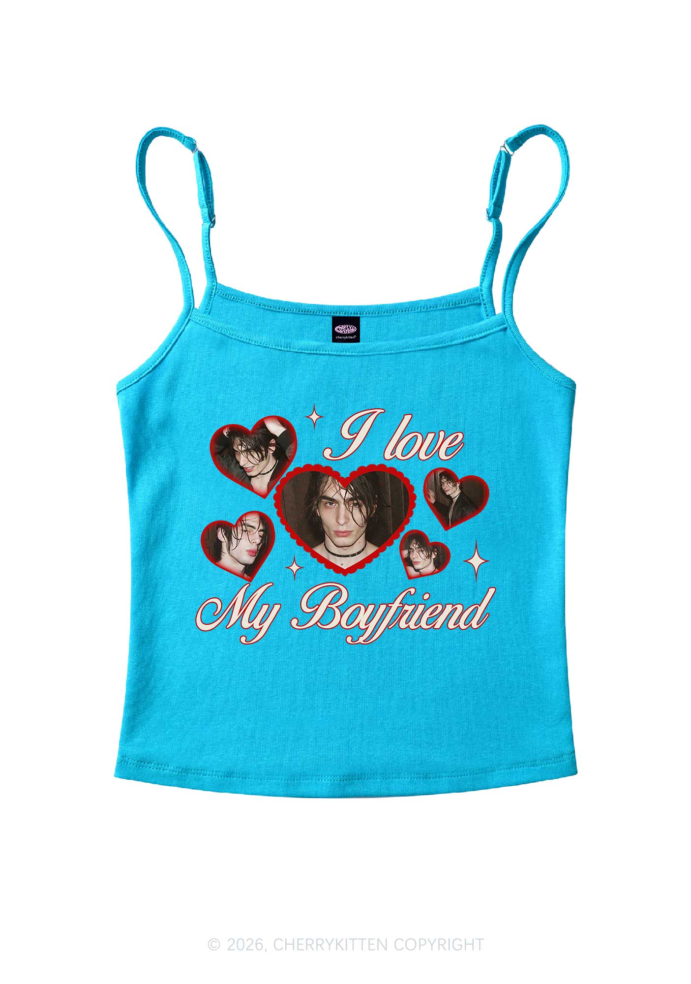 Custom Photo I Love My GF BF Valentine's Day Y2K Spaghetti Strap Cami Cherrykitten - Image 5