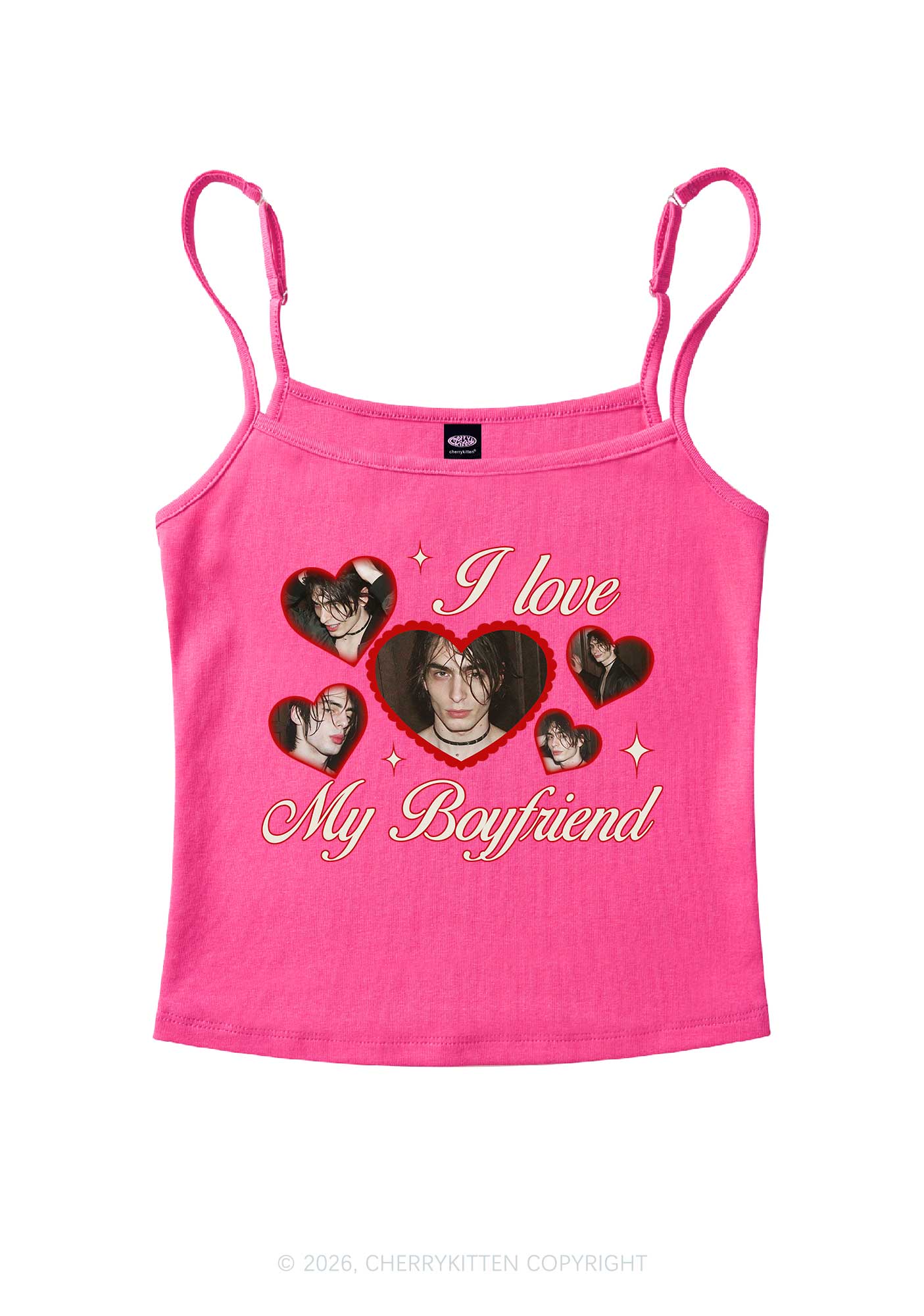 Custom Photo I Love My GF BF Valentine's Day Y2K Spaghetti Strap Cami Cherrykitten - Image 6