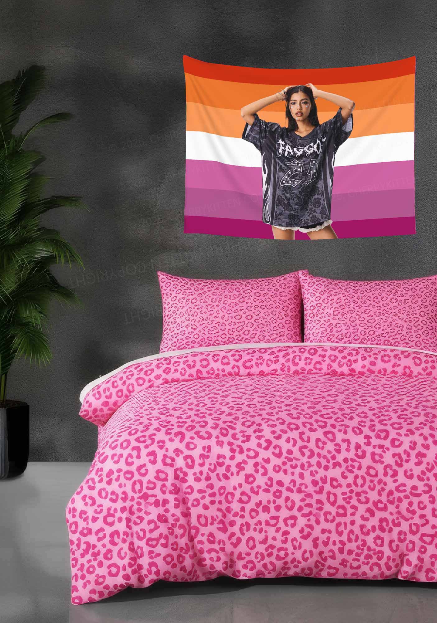 Custom Photo Lesbian Pride Flag Y2K Tapestry Cherrykitten - Image 2