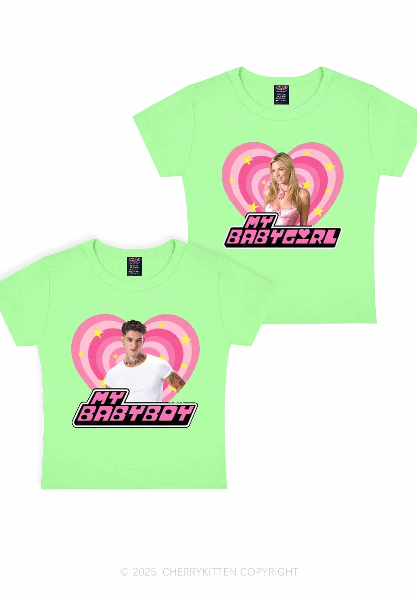 Custom Photo My Baby Y2K Valentine's Day Baby Tee Cherrykitten - Image 11