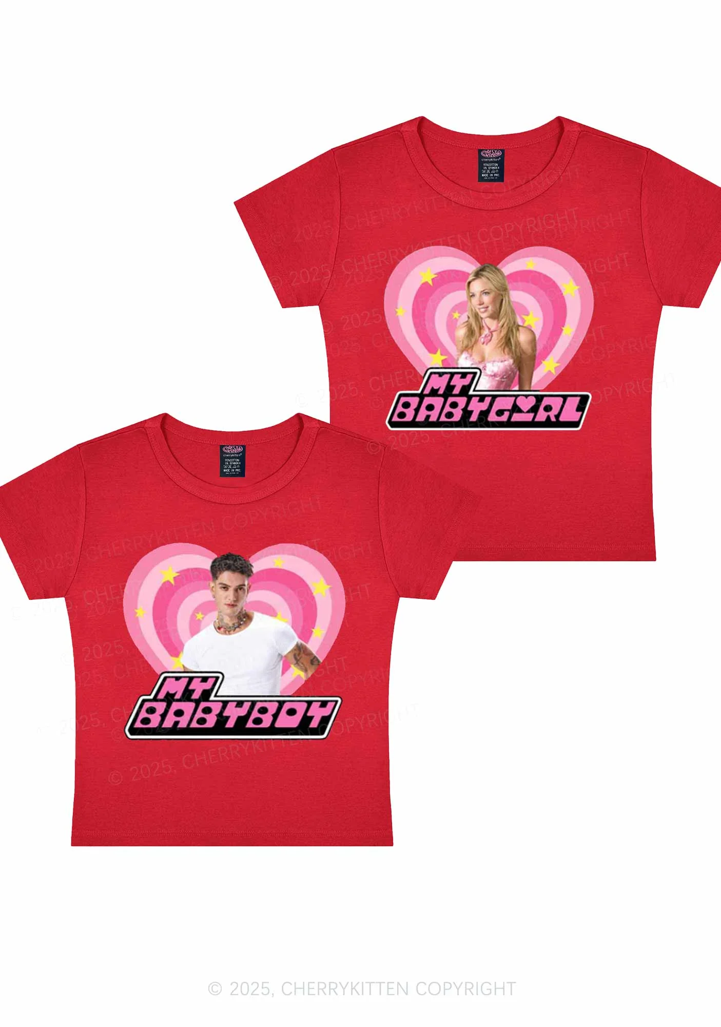Custom Photo My Baby Y2K Valentine's Day Baby Tee Cherrykitten - Image 3