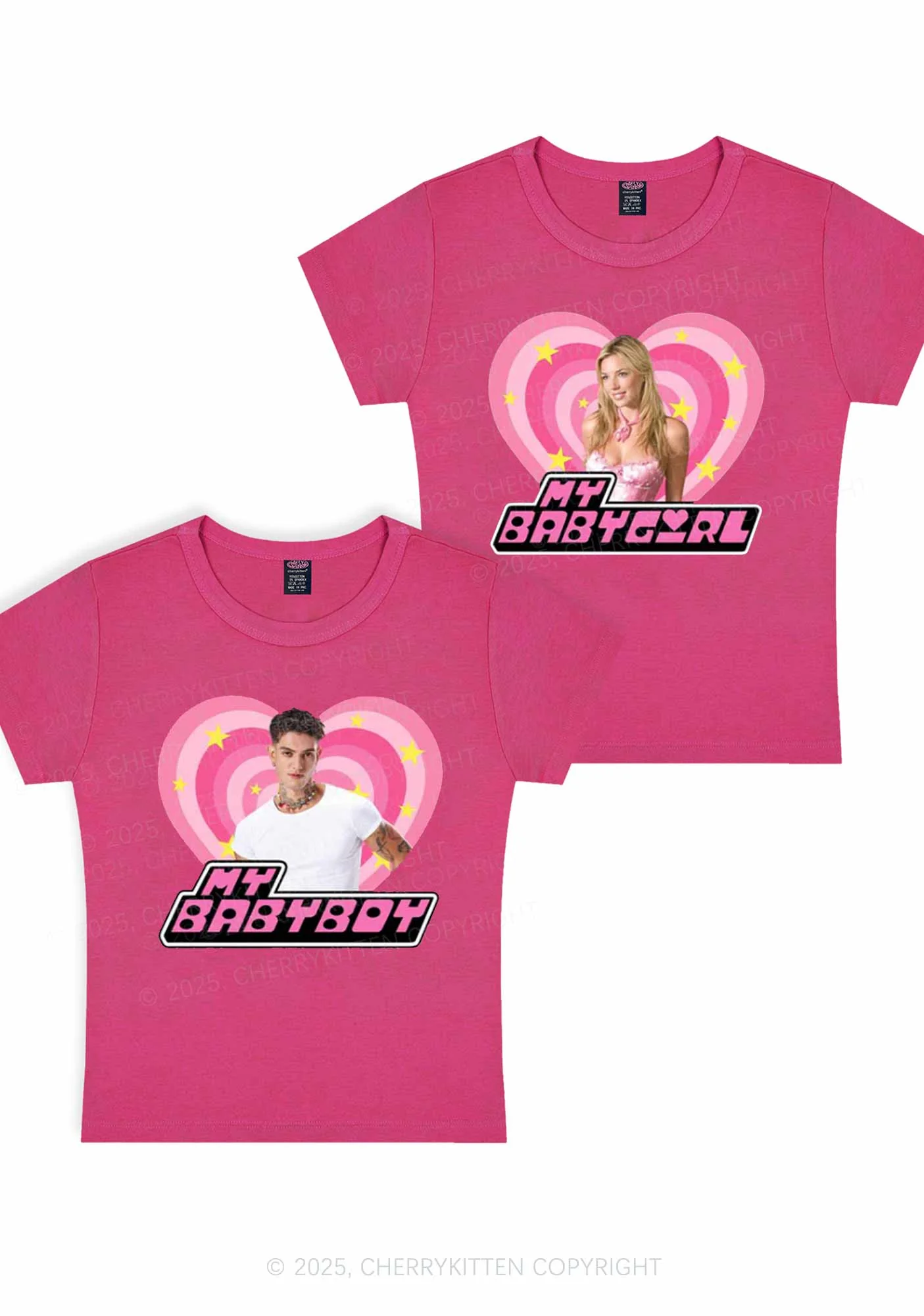 Custom Photo My Baby Y2K Valentine's Day Baby Tee Cherrykitten - Image 4
