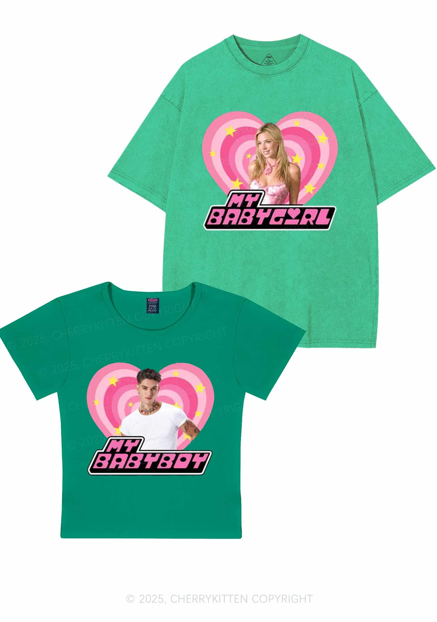 Custom Photo My Baby Y2K Valentine's Day Couple Shirt Cherrykitten - Image 10