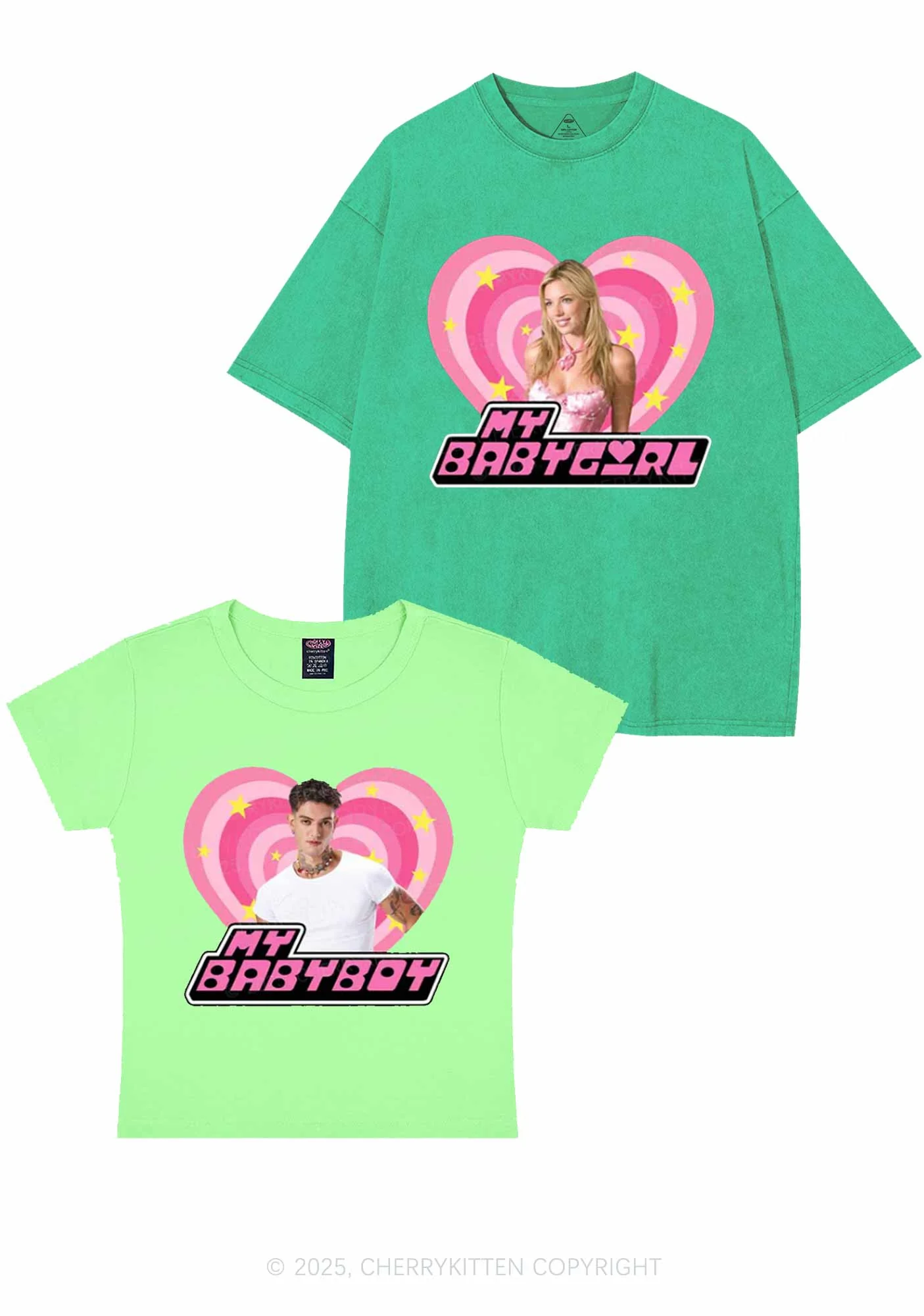 Custom Photo My Baby Y2K Valentine's Day Couple Shirt Cherrykitten - Image 11