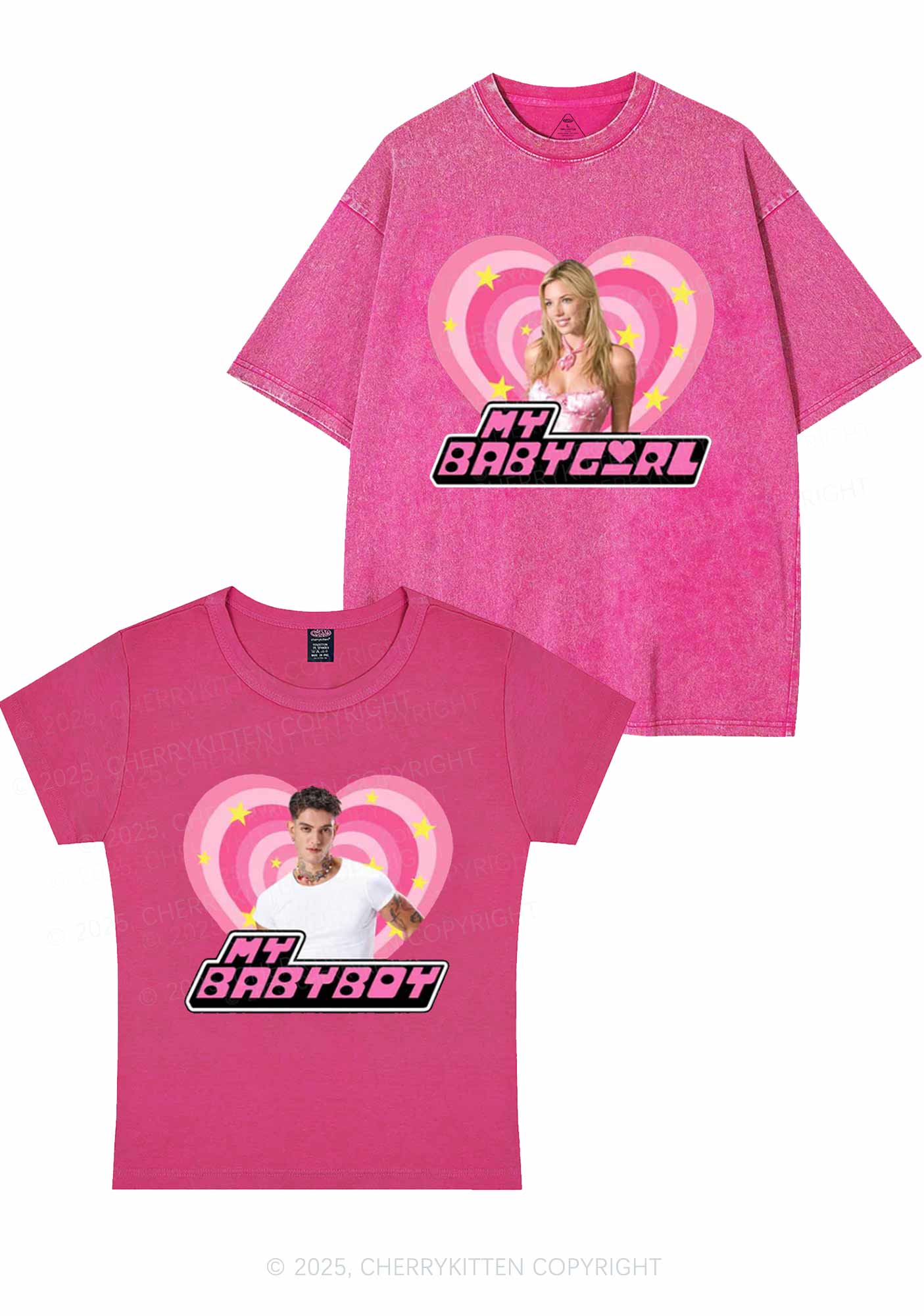 Custom Photo My Baby Y2K Valentine's Day Couple Shirt Cherrykitten - Image 3