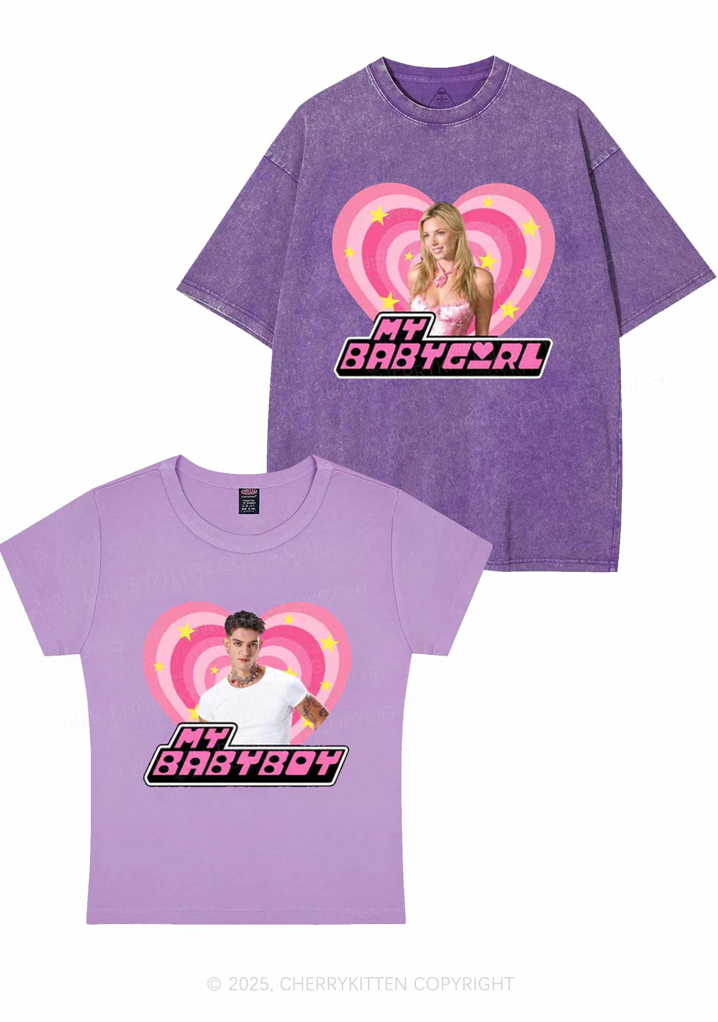 Custom Photo My Baby Y2K Valentine's Day Couple Shirt Cherrykitten - Image 4