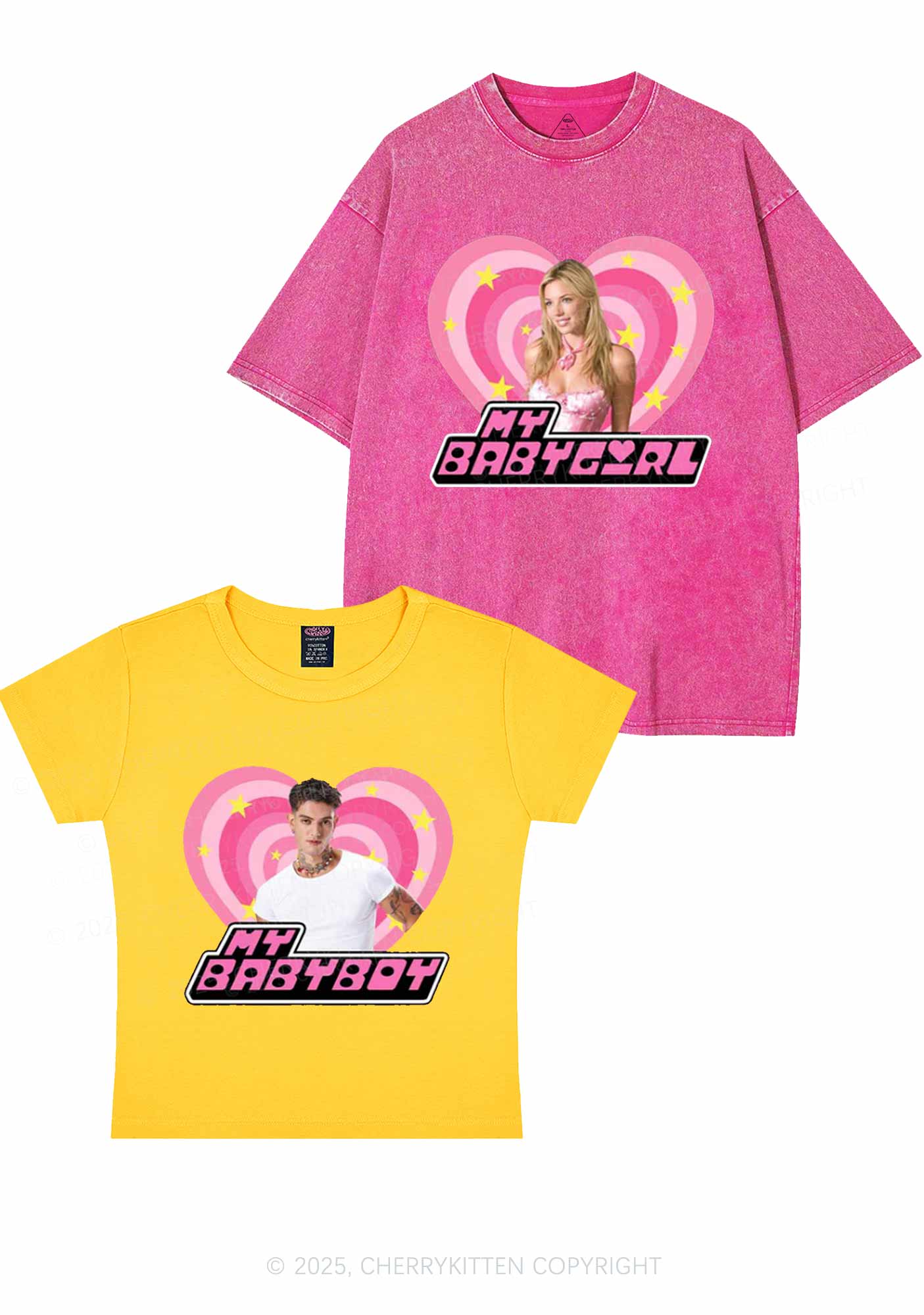 Custom Photo My Baby Y2K Valentine's Day Couple Shirt Cherrykitten - Image 5
