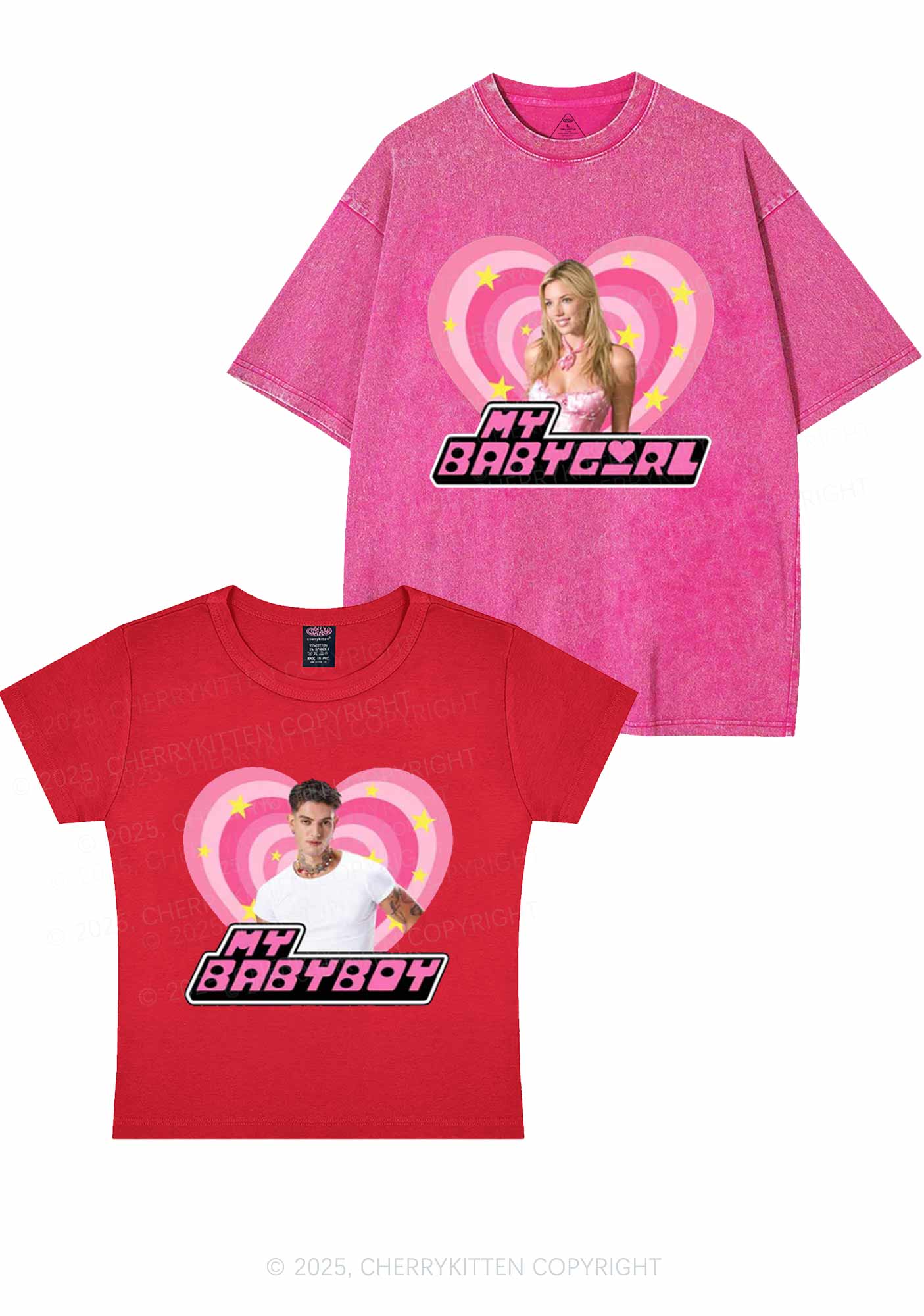 Custom Photo My Baby Y2K Valentine's Day Couple Shirt Cherrykitten - Image 6