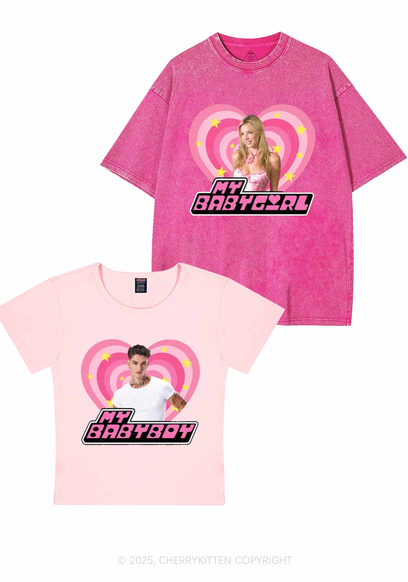 Custom Photo My Baby Y2K Valentine's Day Couple Shirt Cherrykitten - Image 7