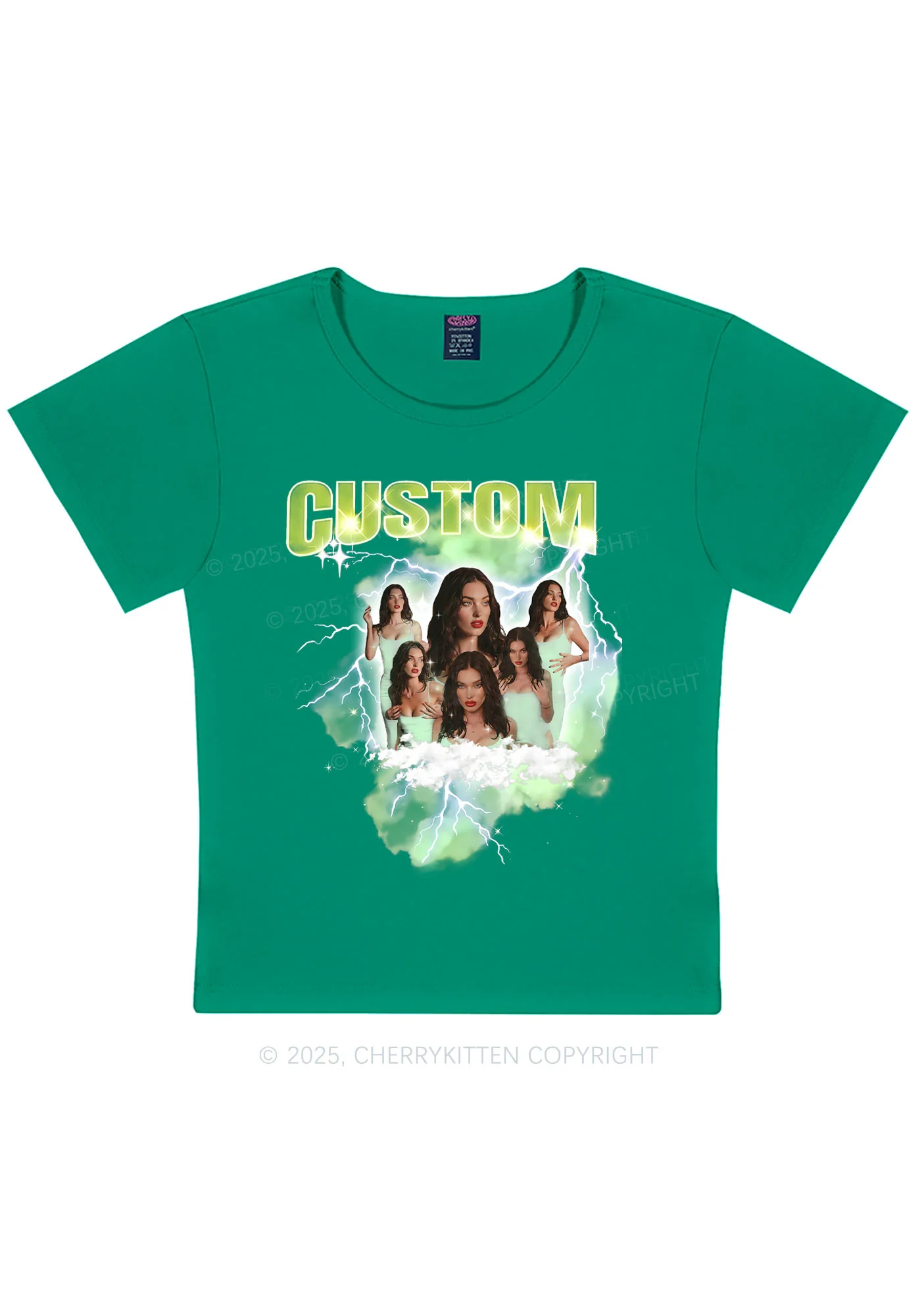Custom Photo Storm Art Y2K Baby Tee Cherrykitten - Image 11