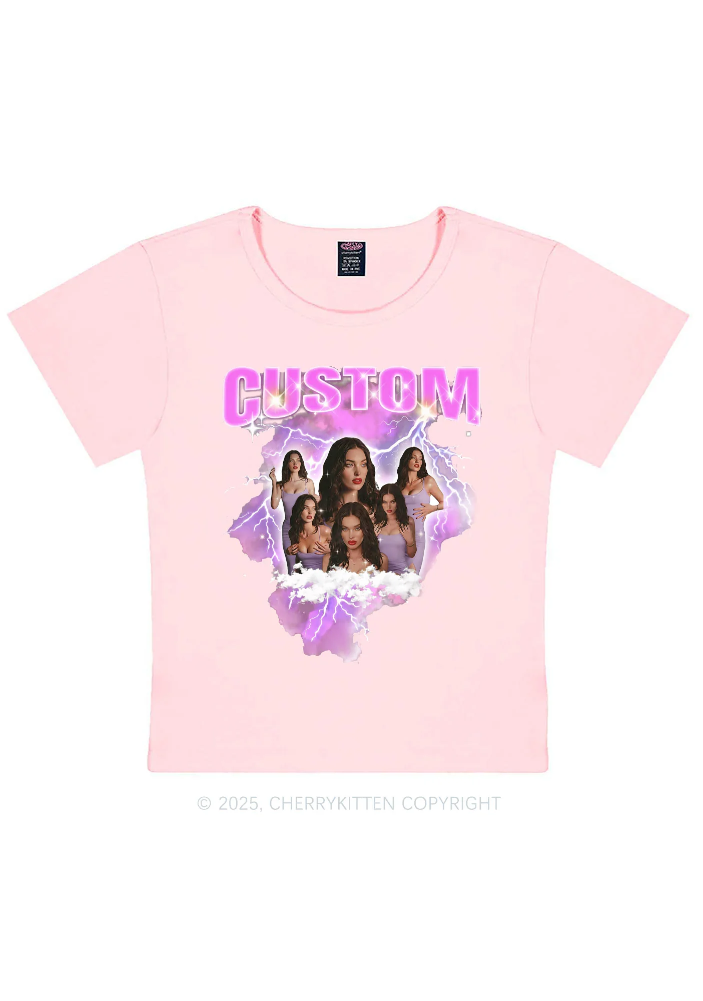 Custom Photo Storm Art Y2K Baby Tee Cherrykitten - Image 12