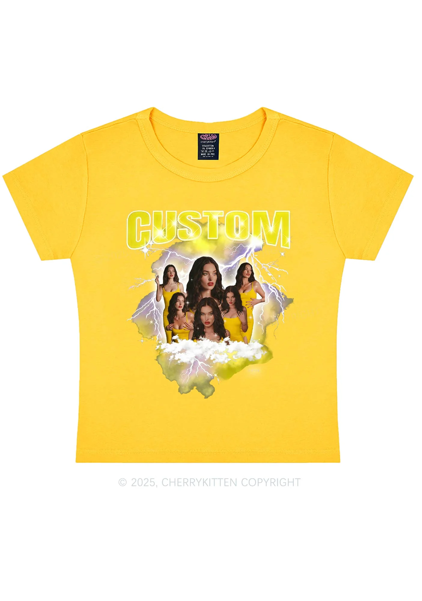 Custom Photo Storm Art Y2K Baby Tee Cherrykitten - Image 13