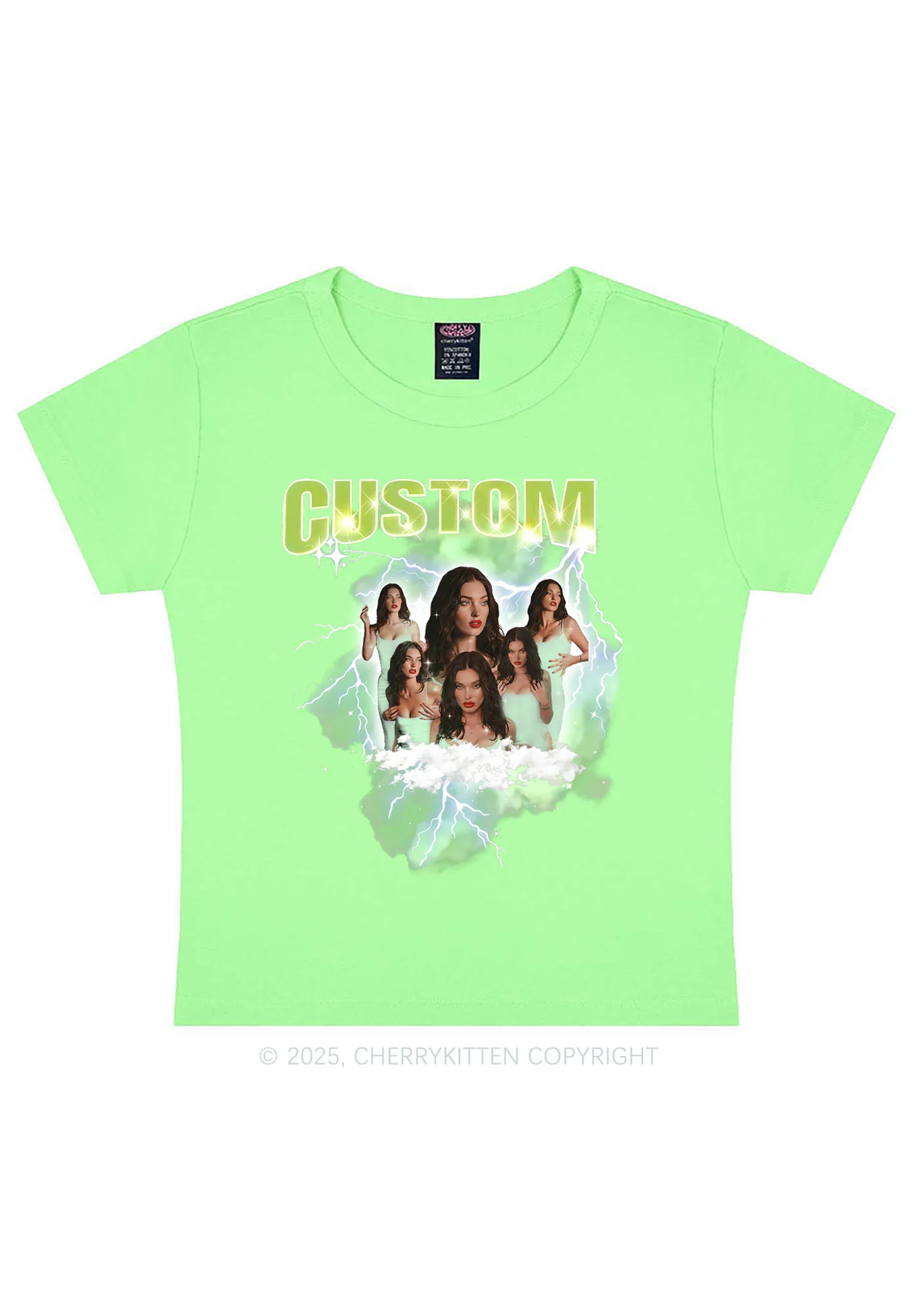 Custom Photo Storm Art Y2K Baby Tee Cherrykitten - Image 14