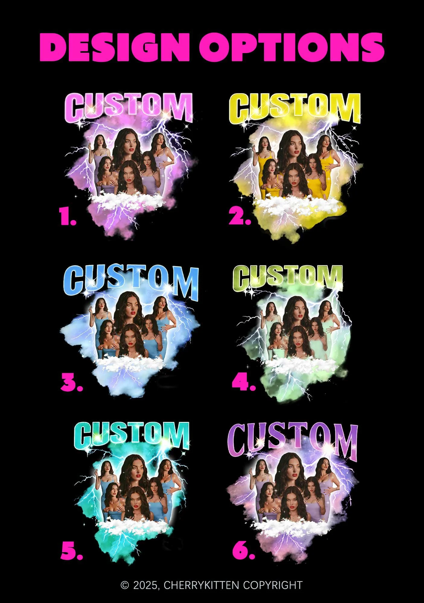 Custom Photo Storm Art Y2K Shirts Washed Tee Cherrykitten - Image 2