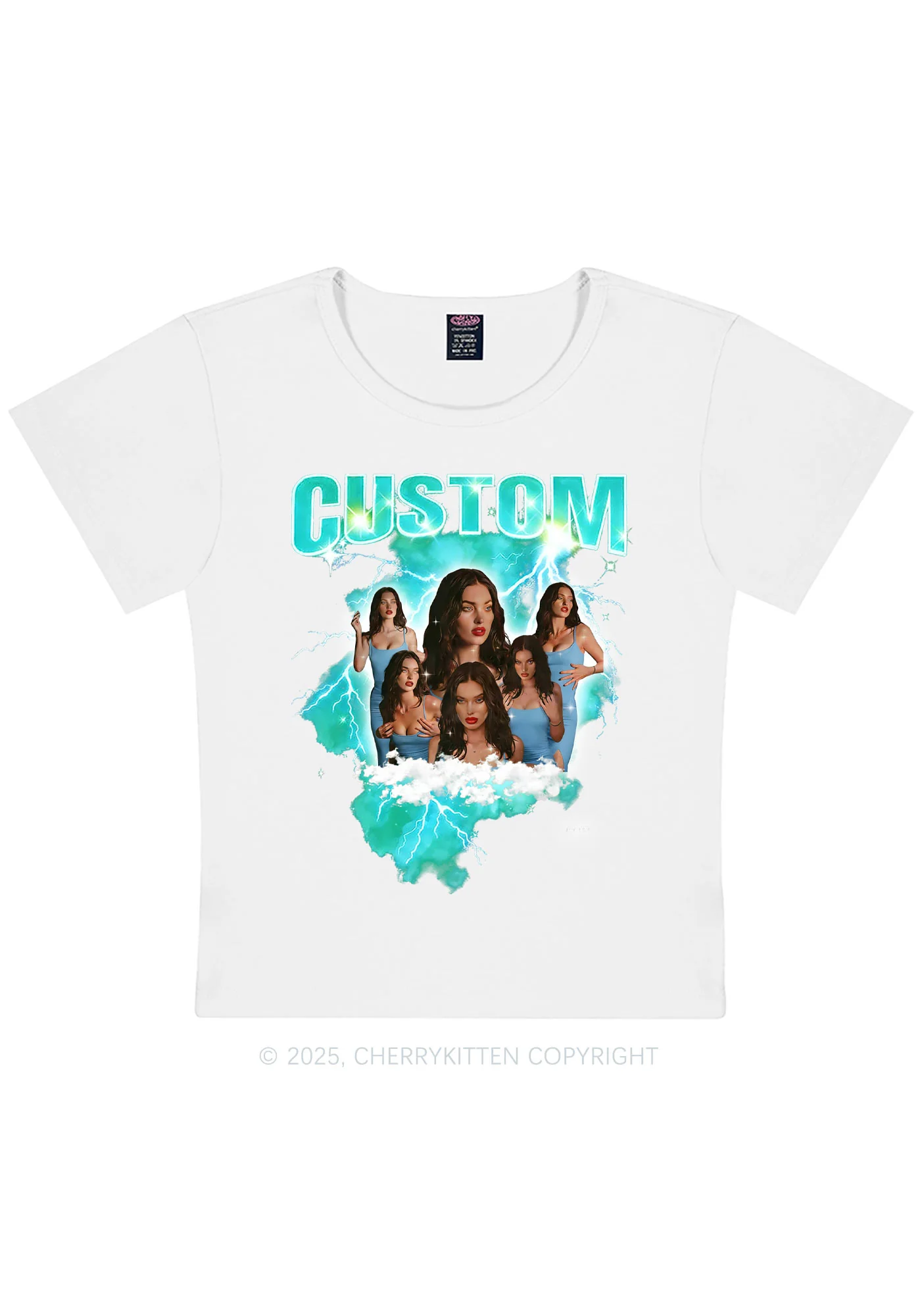 Custom Photo Storm Art Y2K Baby Tee Cherrykitten - Image 5