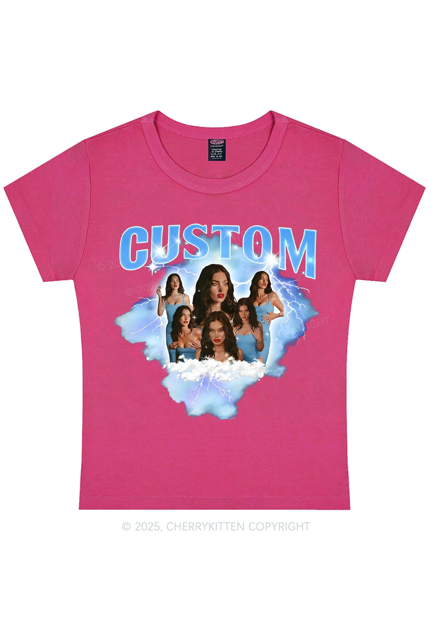 Custom Photo Storm Art Y2K Baby Tee Cherrykitten - Image 6