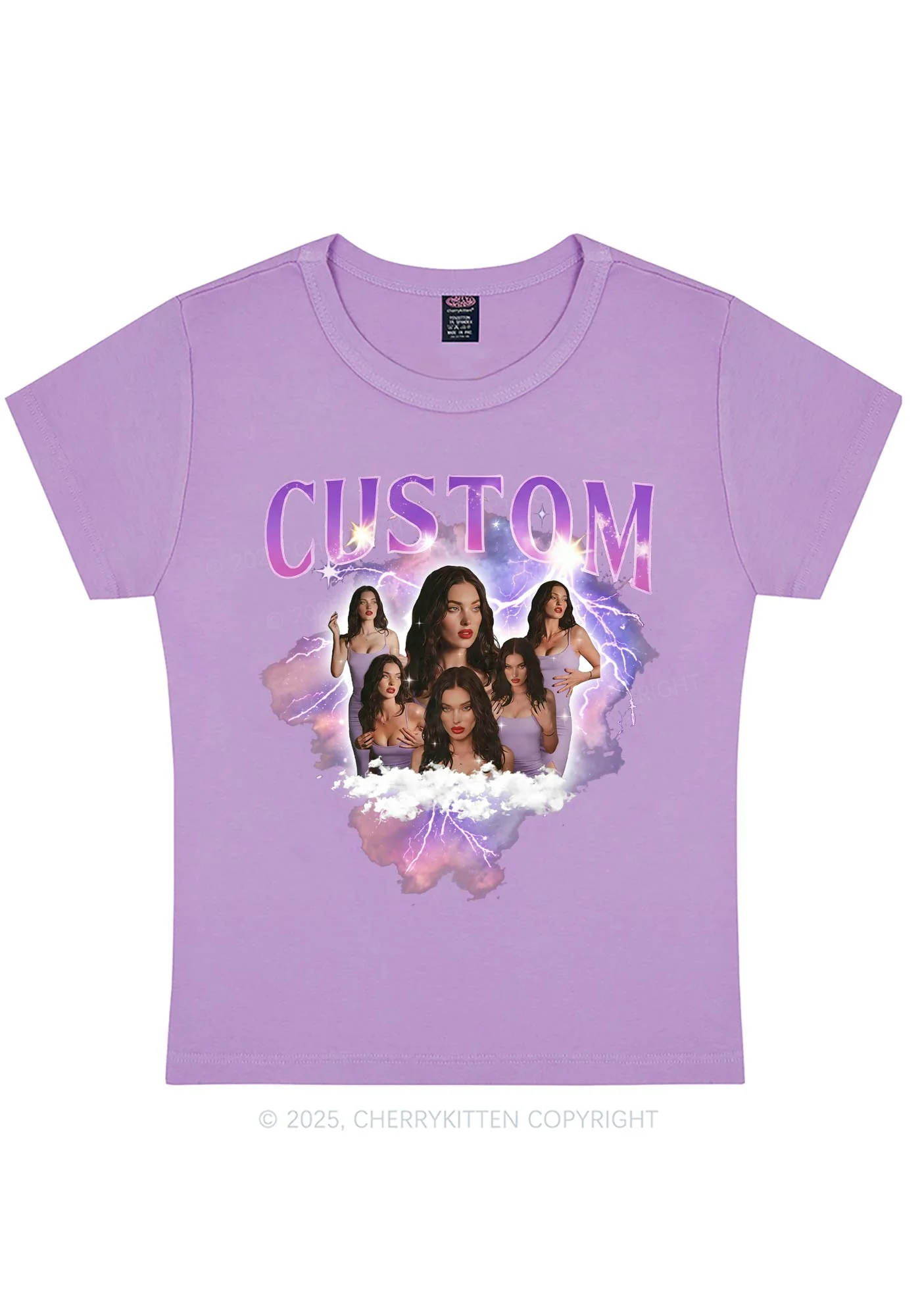 Custom Photo Storm Art Y2K Baby Tee Cherrykitten - Image 7