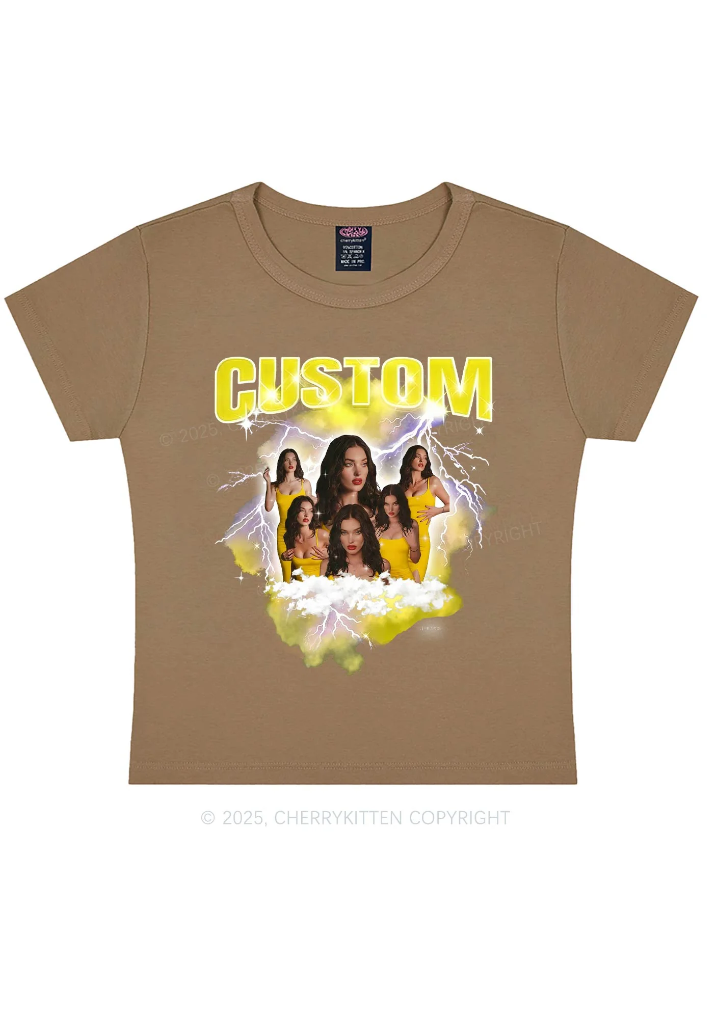 Custom Photo Storm Art Y2K Baby Tee Cherrykitten - Image 8