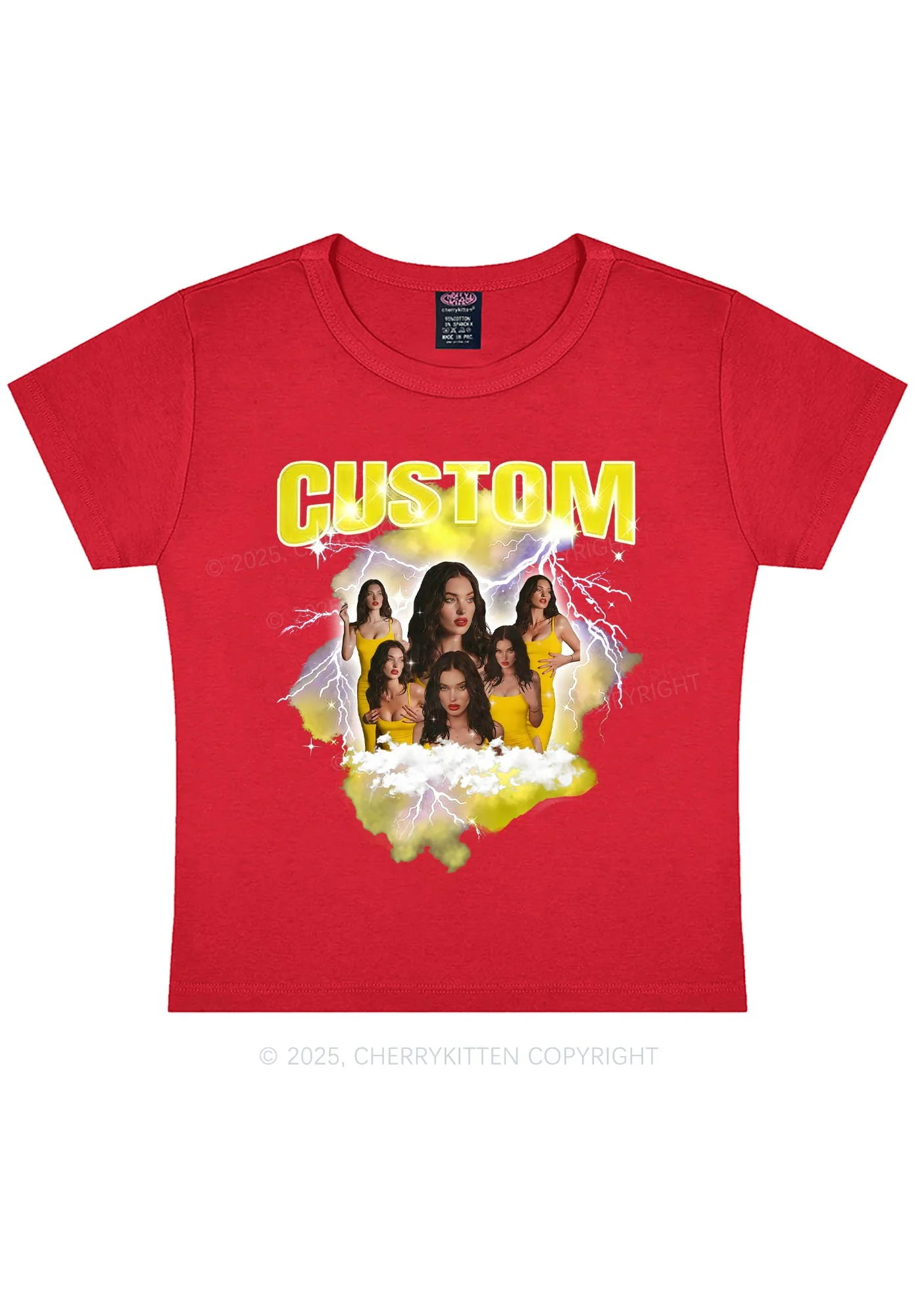 Custom Photo Storm Art Y2K Baby Tee Cherrykitten - Image 9