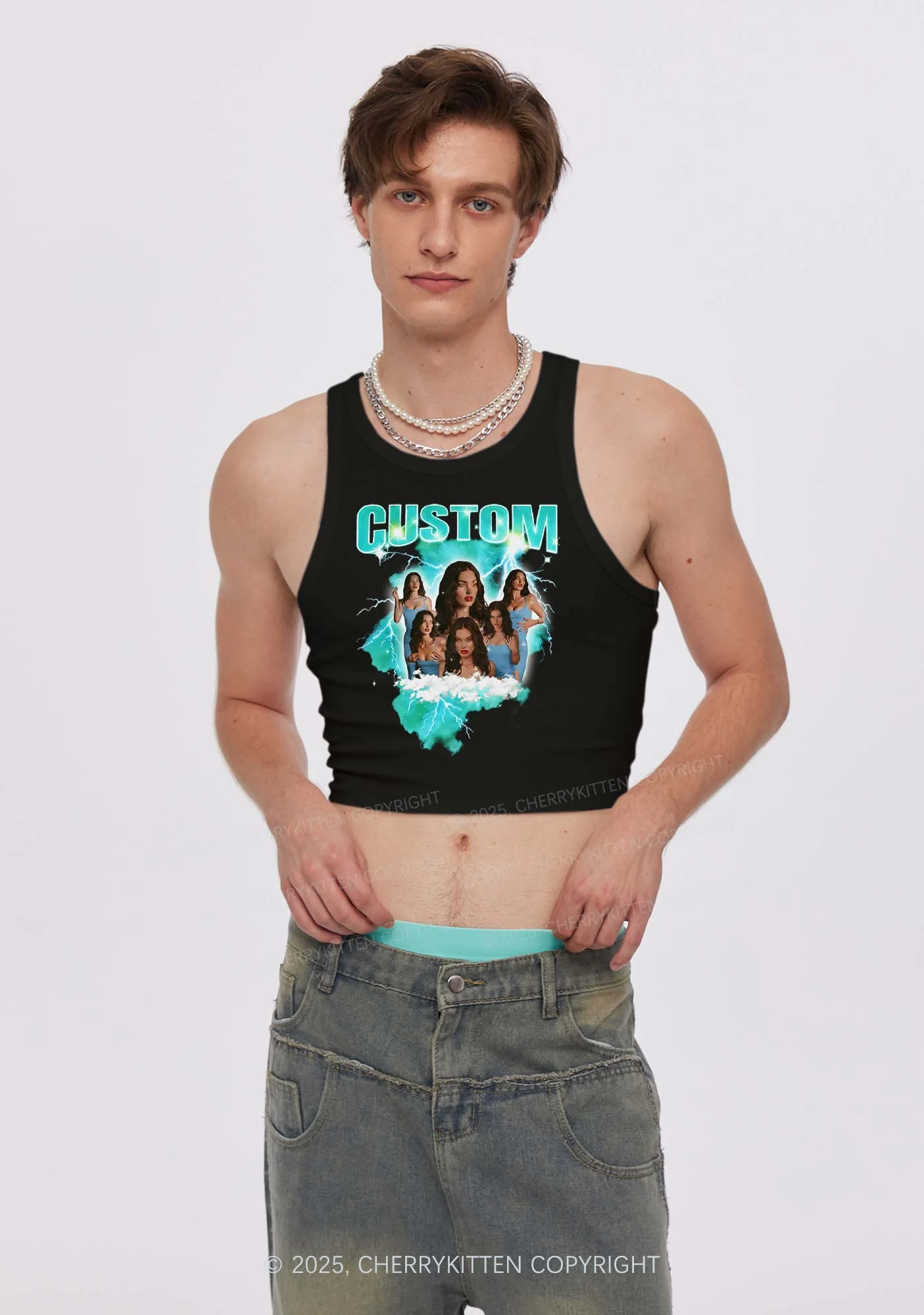 Custom Photo Storm Art Y2K Crop Tank Top Cherrykitten - Image 3