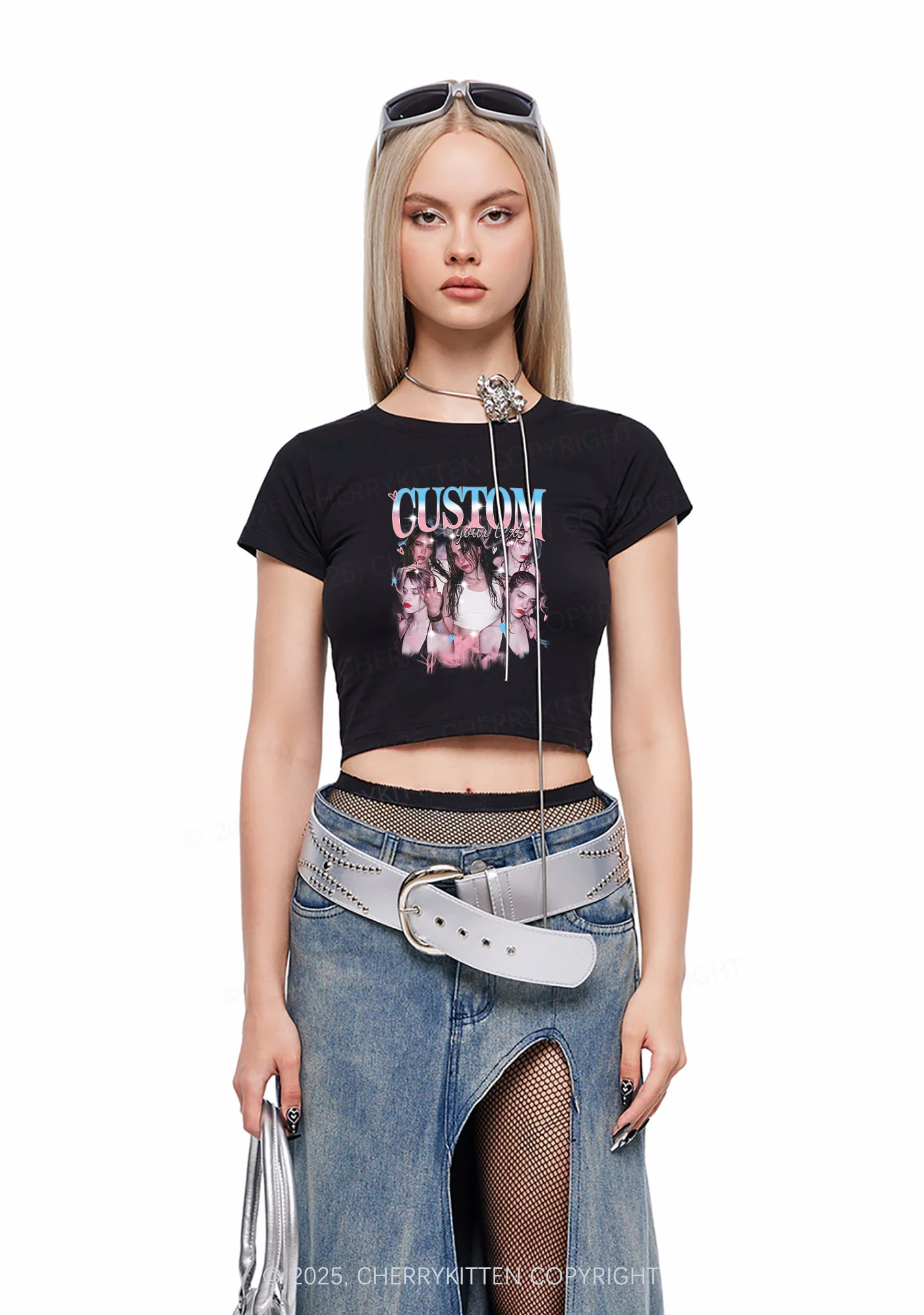 Custom Photo Trans Pride Y2K Baby Tee Cherrykitten - Image 2