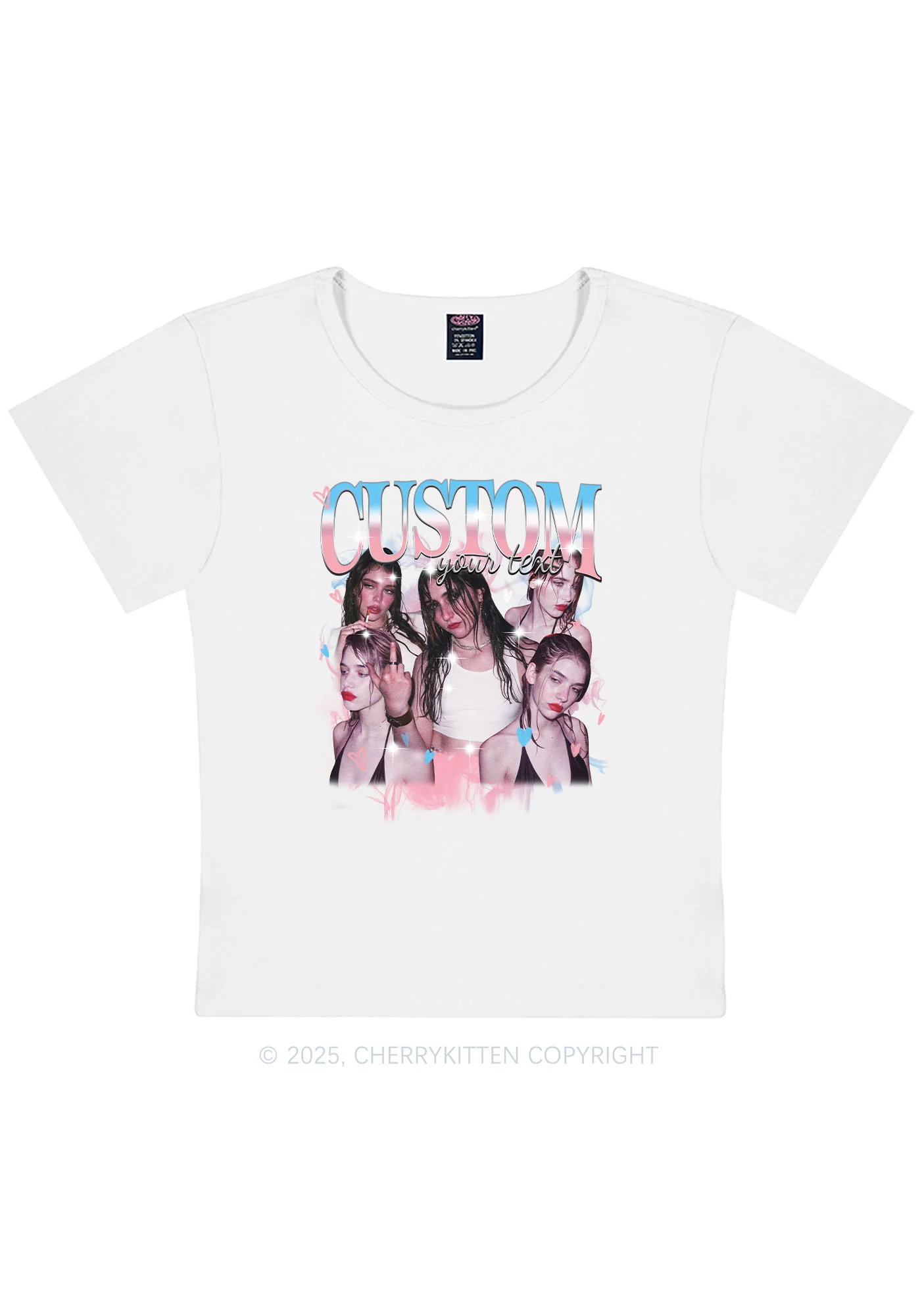 Custom Photo Trans Pride Y2K Baby Tee Cherrykitten - Image 3
