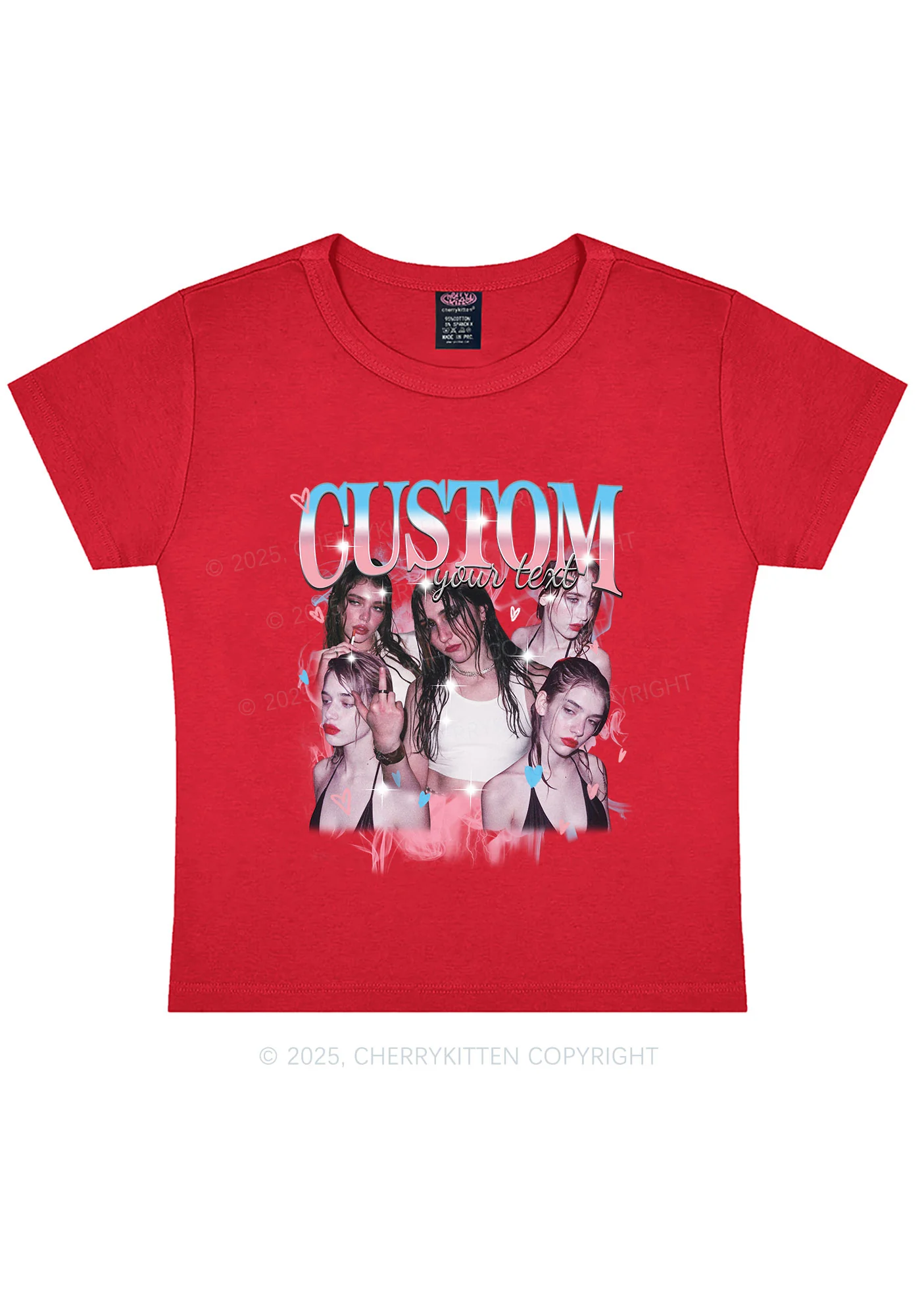 Custom Photo Trans Pride Y2K Baby Tee Cherrykitten - Image 7