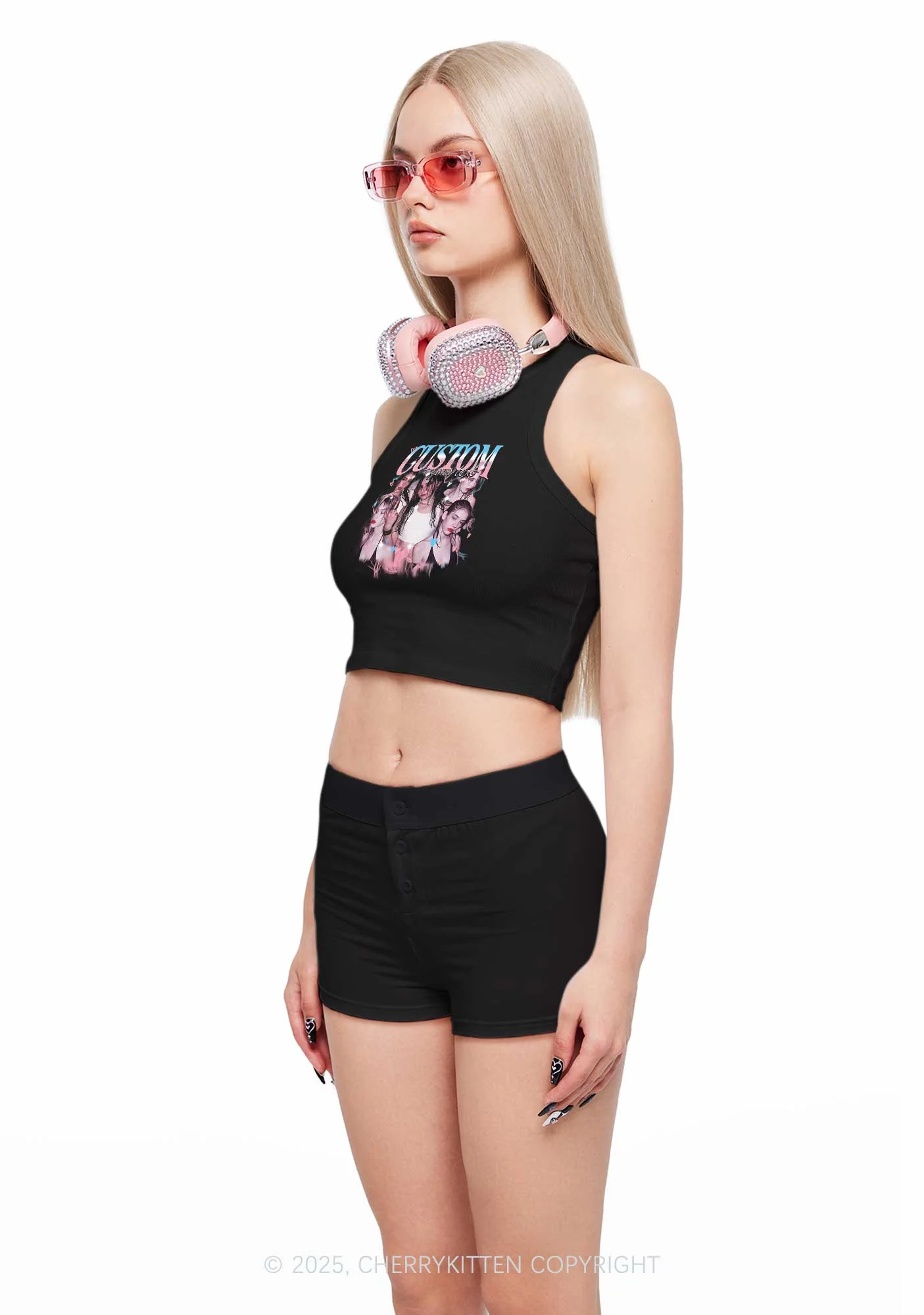 Custom Photo Trans Pride Y2K Crop Tank Top Cherrykitten - Image 2