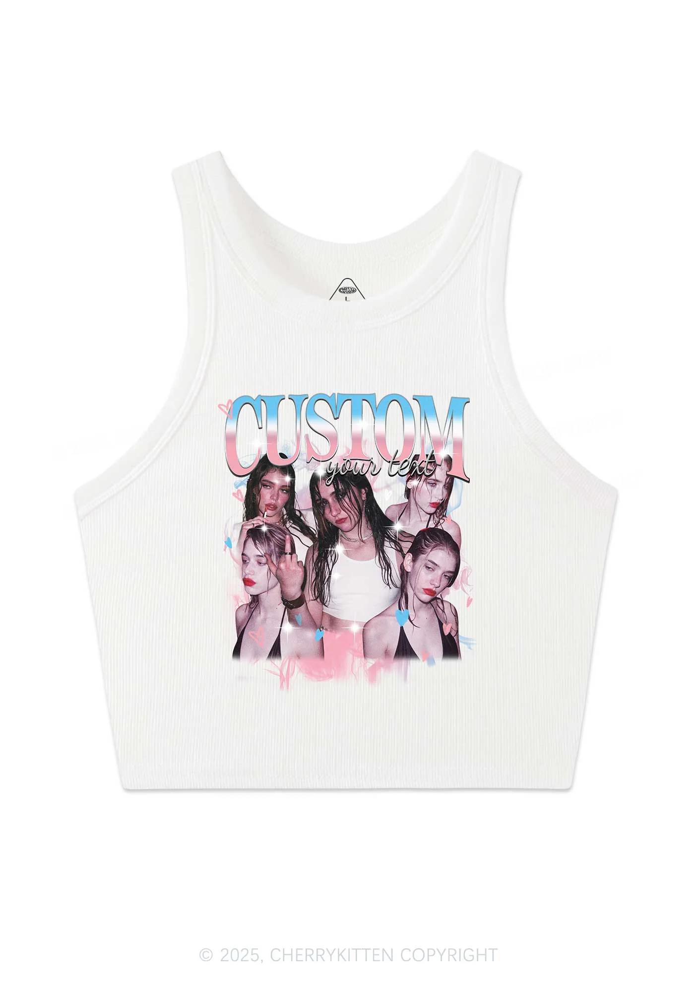 Custom Photo Trans Pride Y2K Crop Tank Top Cherrykitten - Image 3