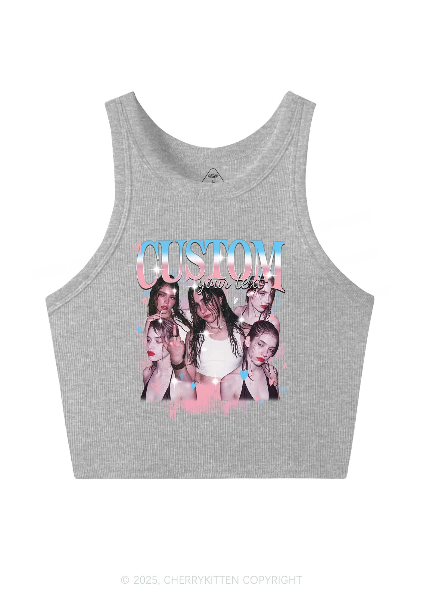 Custom Photo Trans Pride Y2K Crop Tank Top Cherrykitten - Image 4