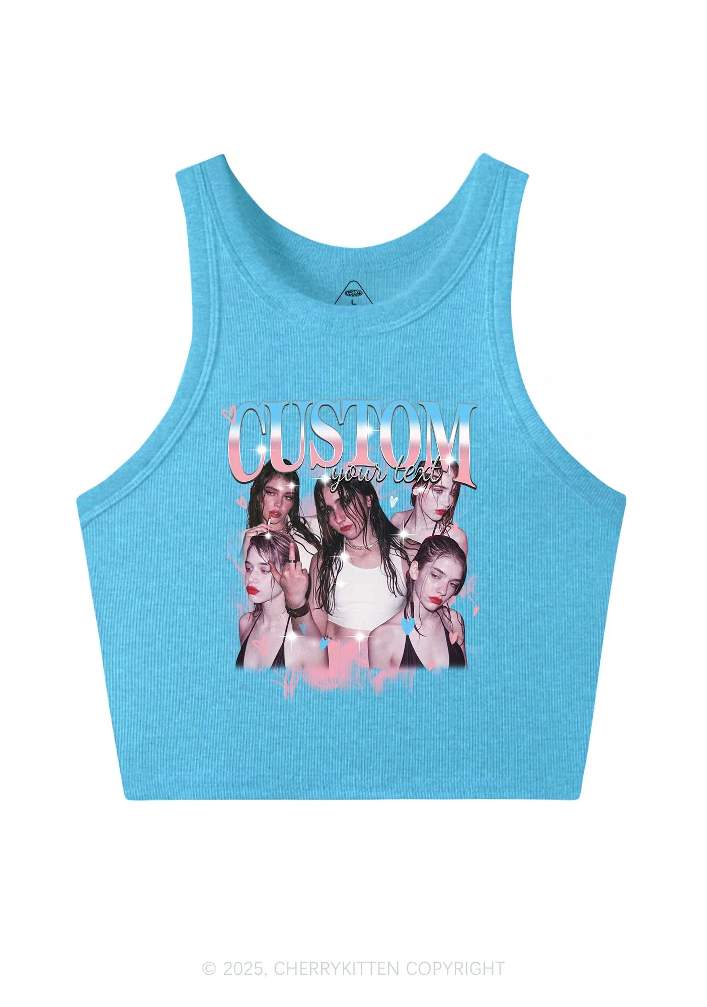 Custom Photo Trans Pride Y2K Crop Tank Top Cherrykitten - Image 5