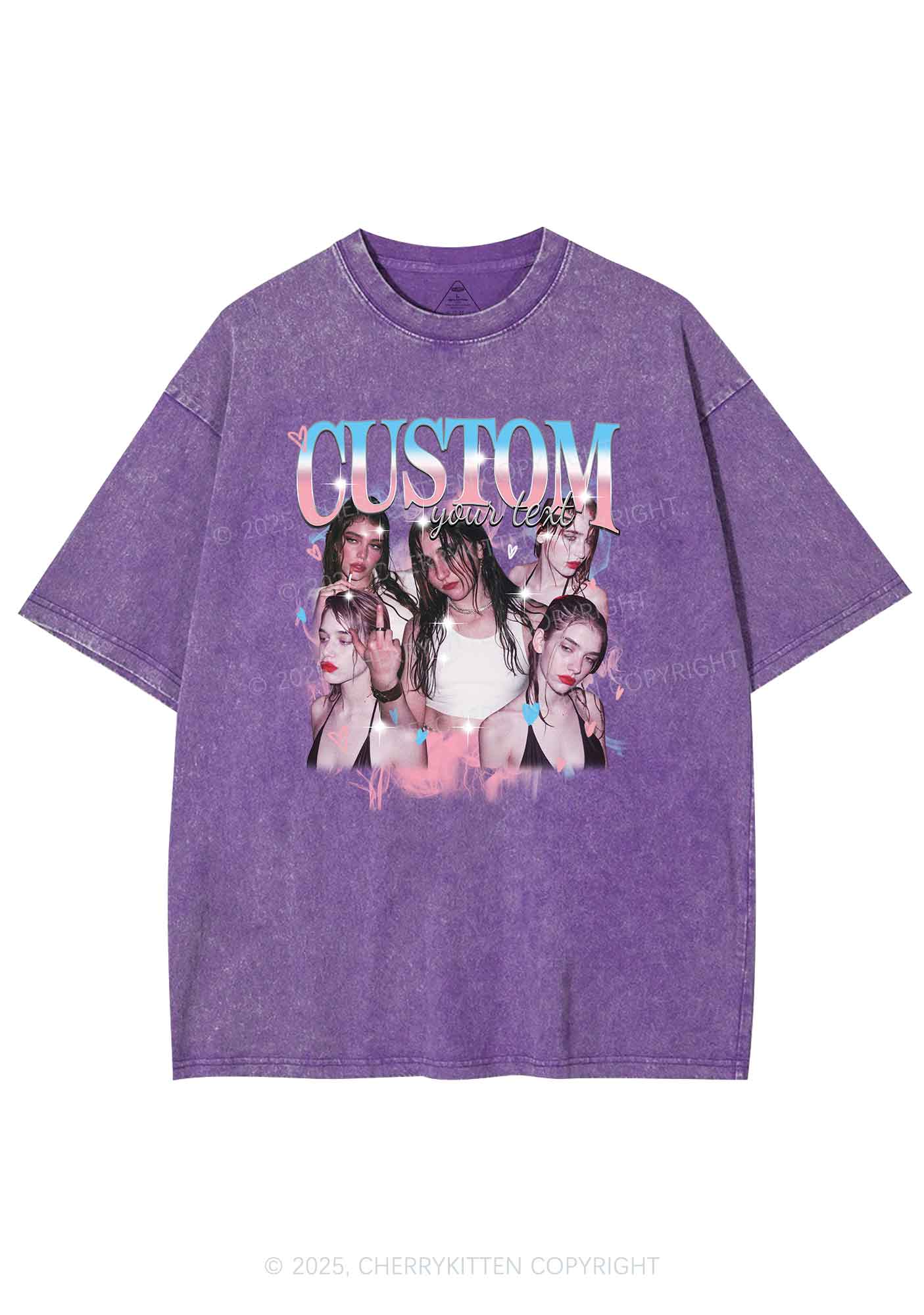 Custom Photo Trans Pride Y2K Shirts Washed Tee Cherrykitten - Image 4