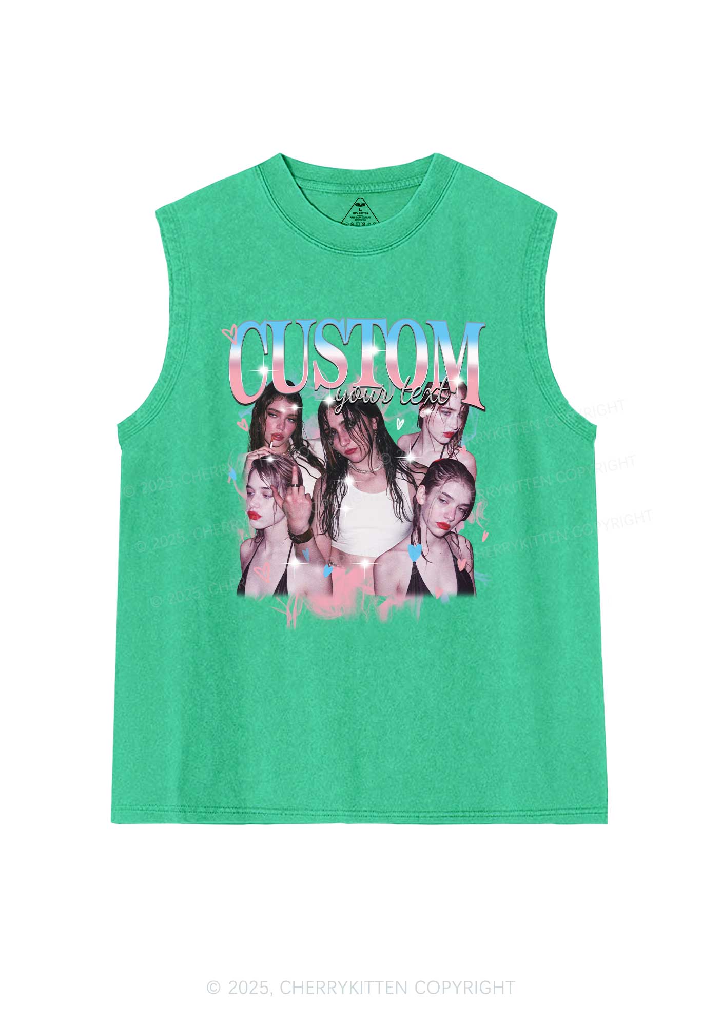 Custom Photo Trans Pride Y2K Washed Muscle Tank Cherrykitten - Image 6