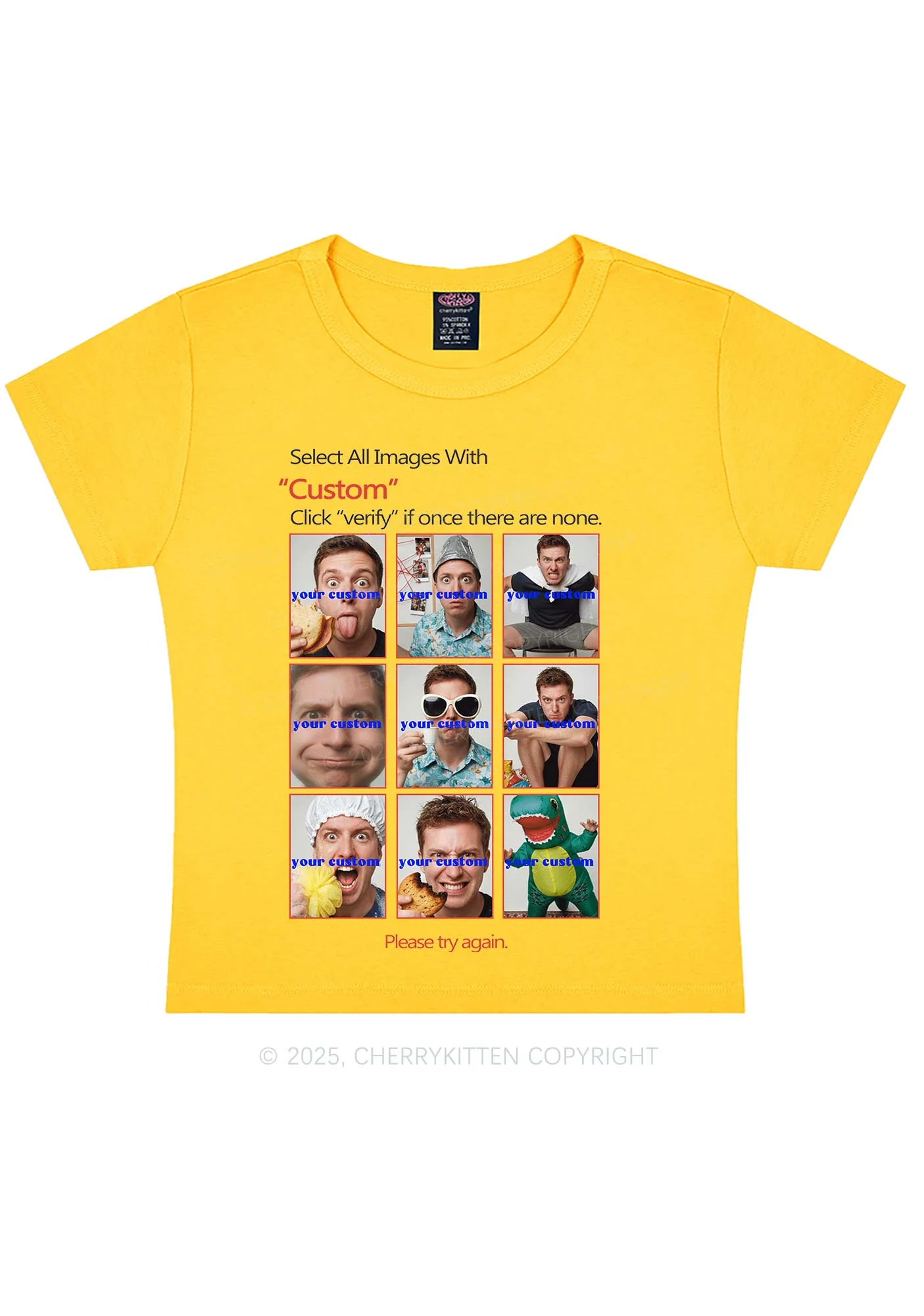 Custom Photo Verification Code Y2K Baby Tee Cherrykitten - Image 4