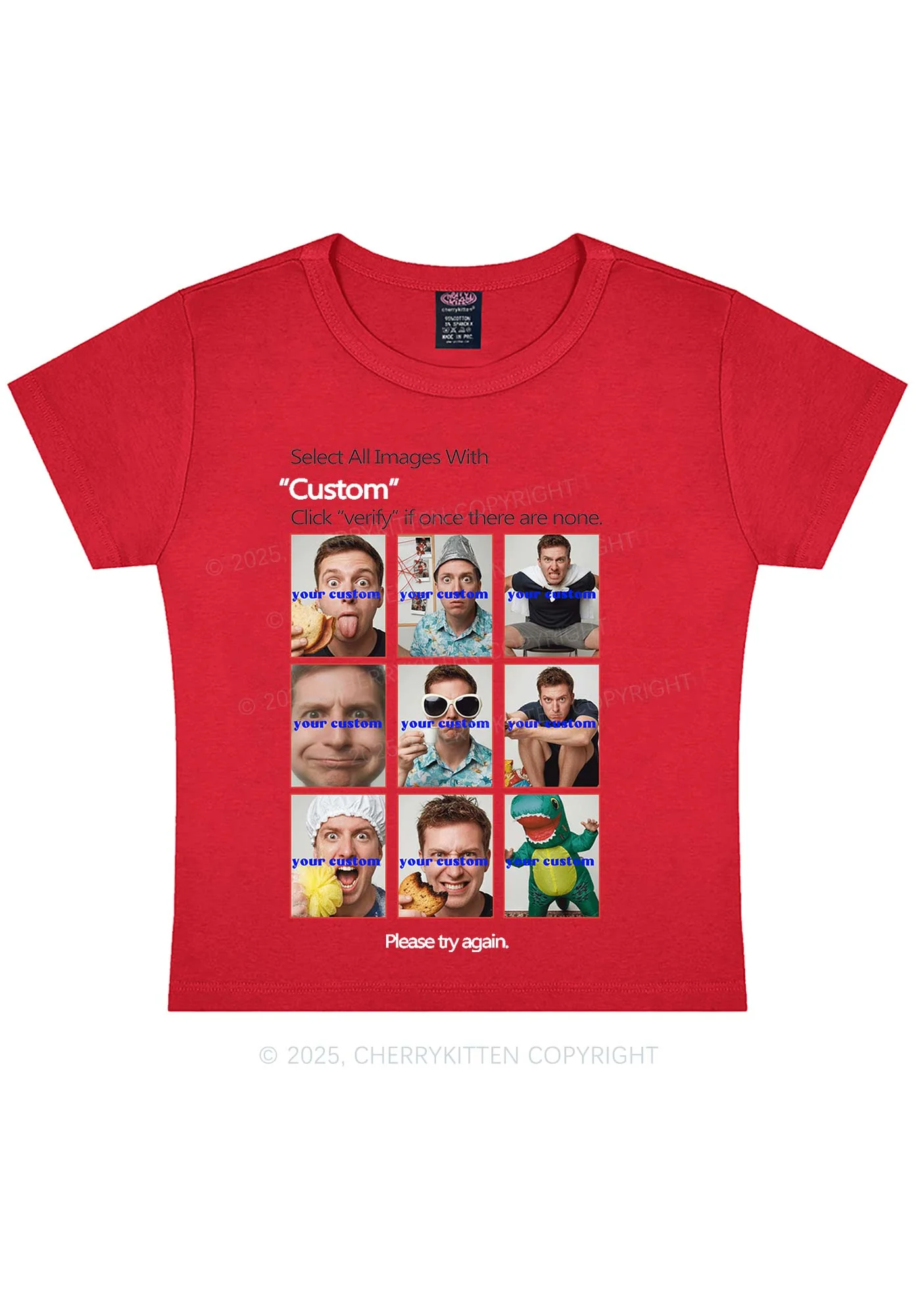 Custom Photo Verification Code Y2K Baby Tee Cherrykitten - Image 7