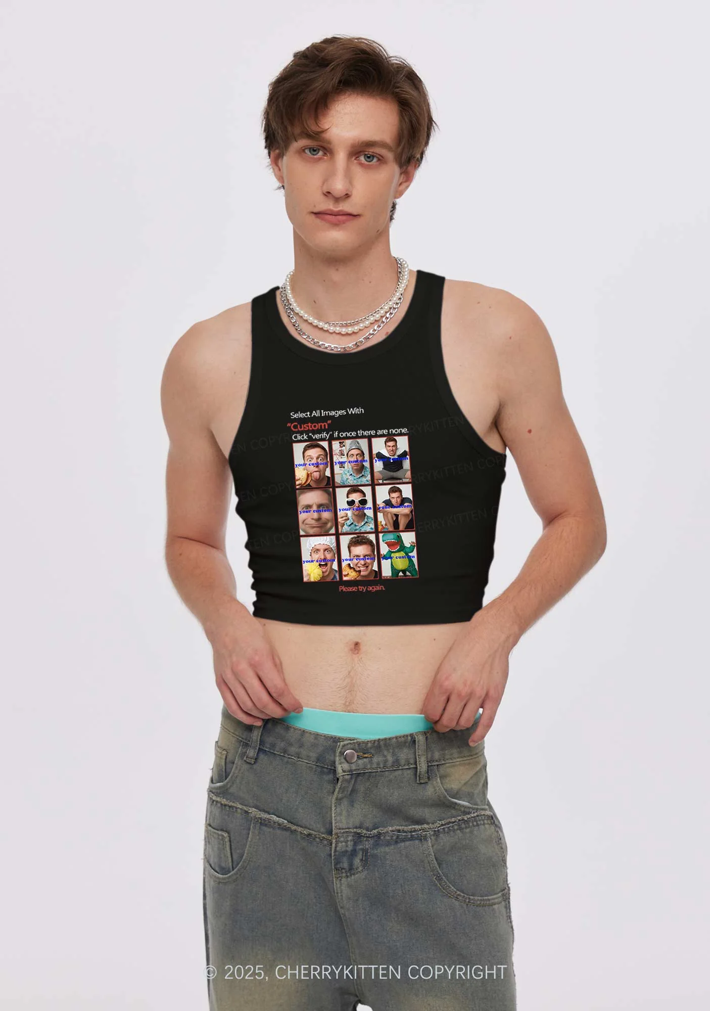 Custom Photo Verification Code Y2K Crop Tank Top Cherrykitten - Image 2