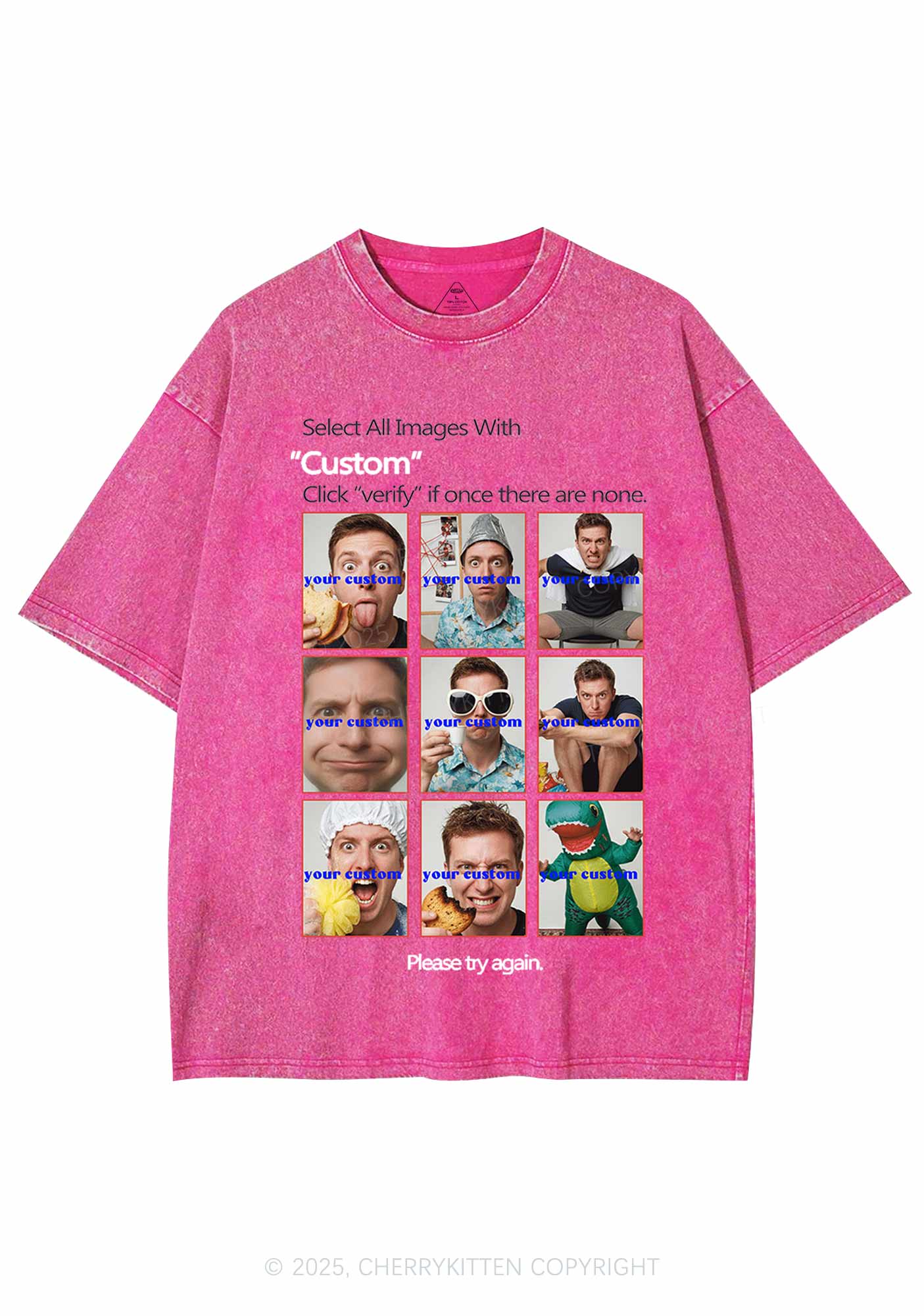 Custom Photo Verification Code Y2K Shirts Washed Tee Cherrykitten - Image 3