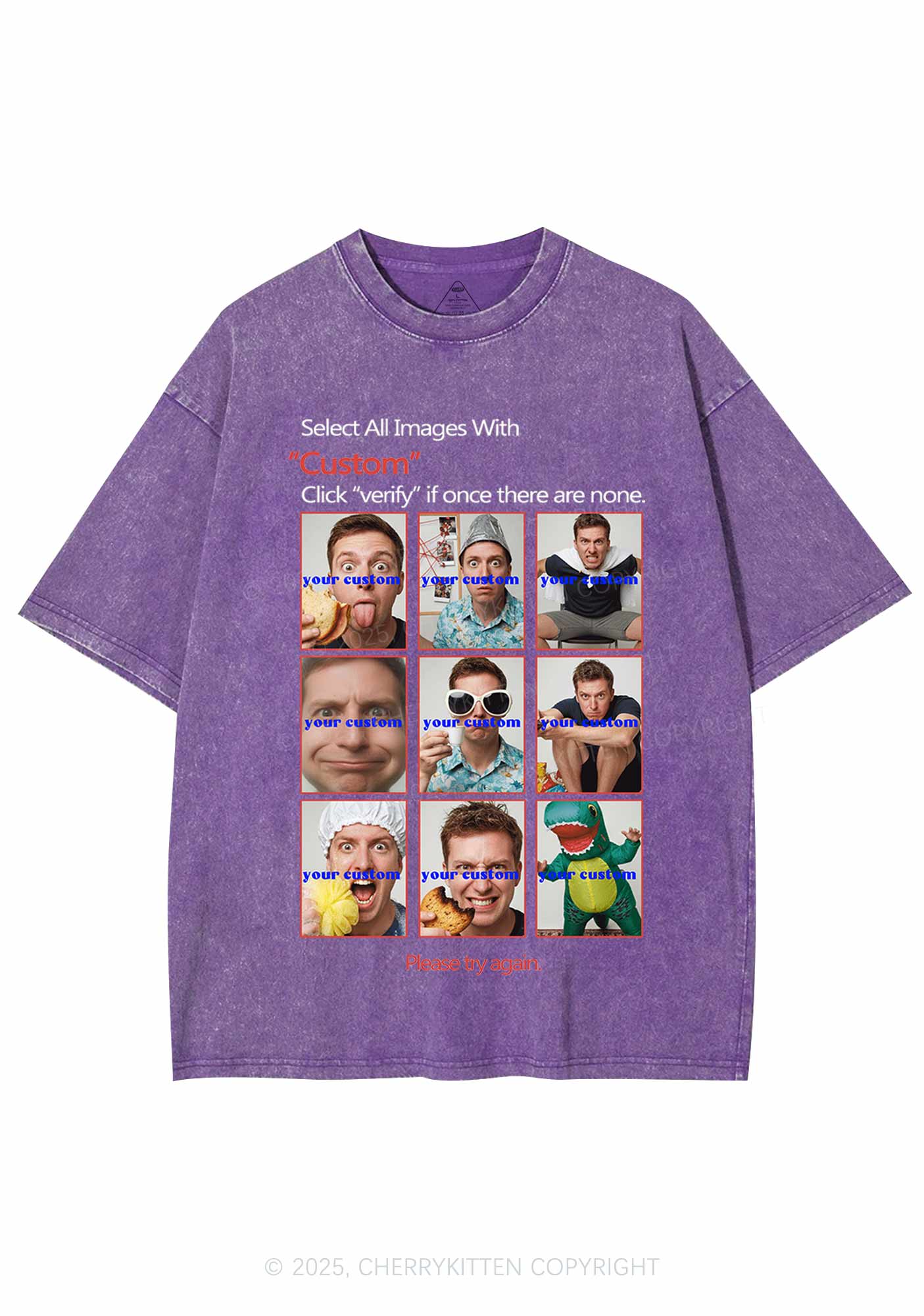Custom Photo Verification Code Y2K Shirts Washed Tee Cherrykitten - Image 4