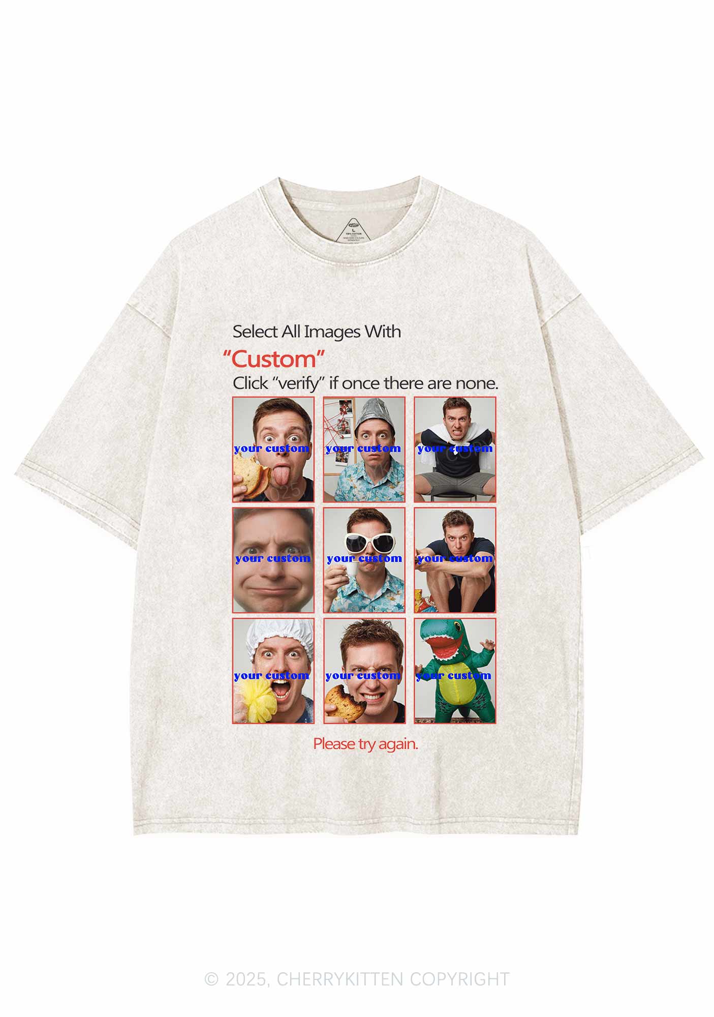 Custom Photo Verification Code Y2K Shirts Washed Tee Cherrykitten - Image 6