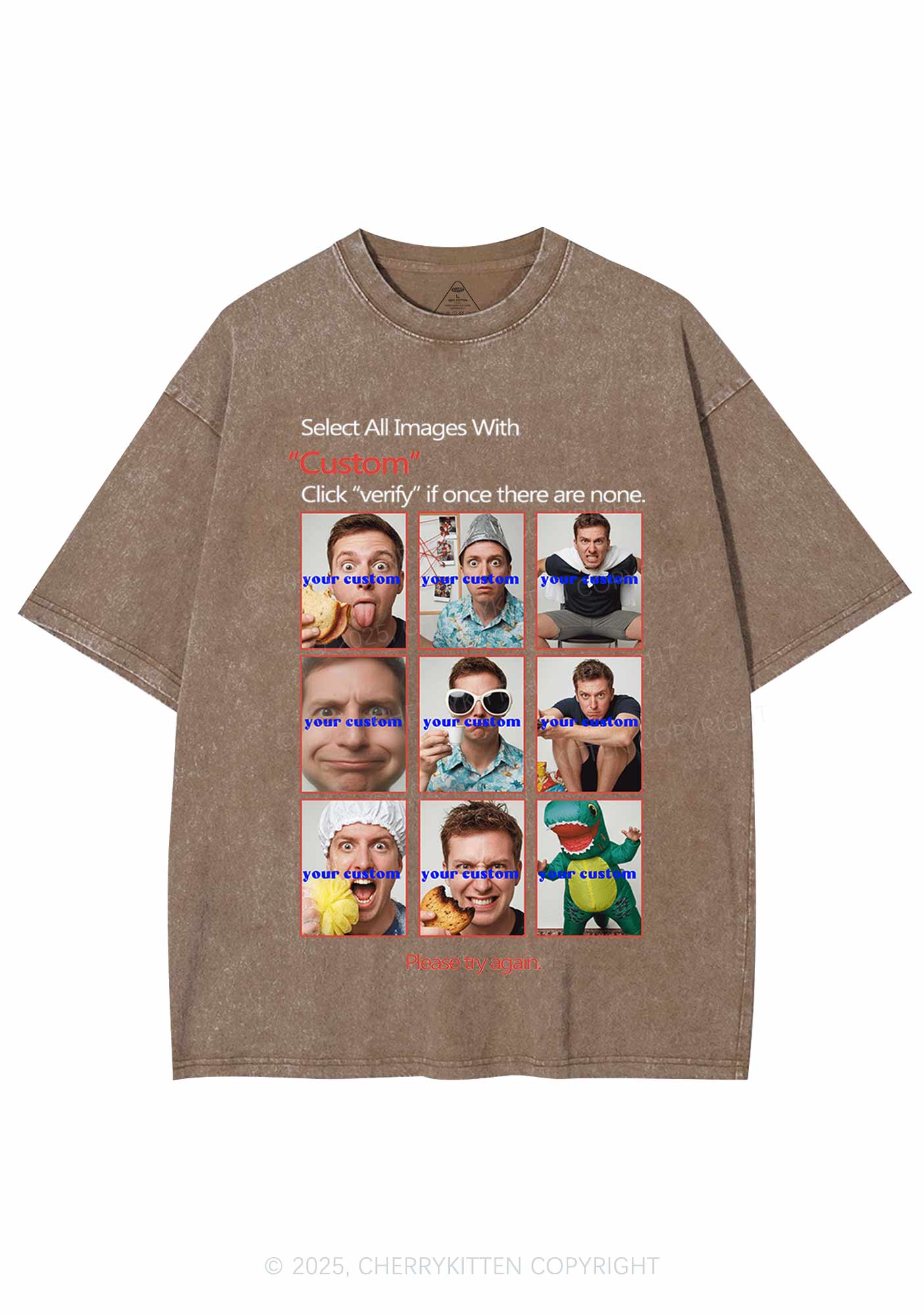 Custom Photo Verification Code Y2K Shirts Washed Tee Cherrykitten - Image 7