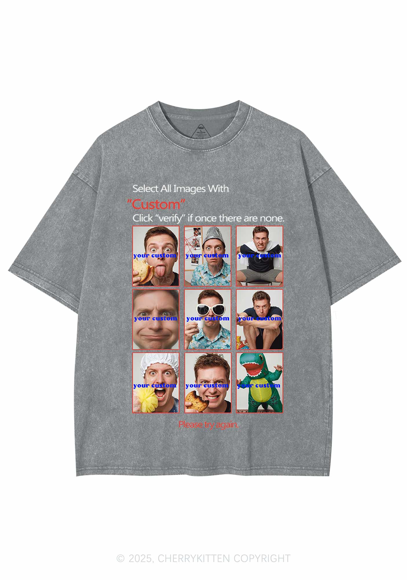 Custom Photo Verification Code Y2K Shirts Washed Tee Cherrykitten - Image 8