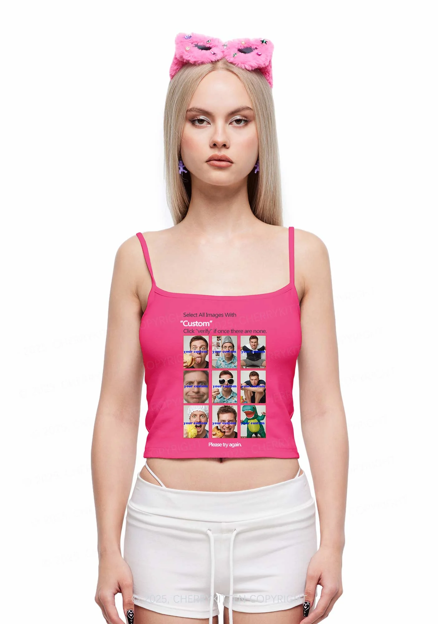 Custom Photo Verification Code Y2K Spaghetti Strap Cami Cherrykitten - Image 2